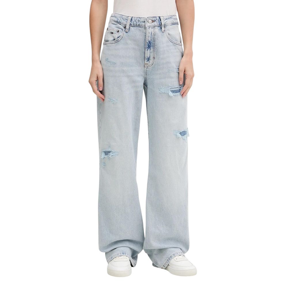 Jean Mom Tommy Hilfiger Jeans en Coton Recyclé Bleu Clair
