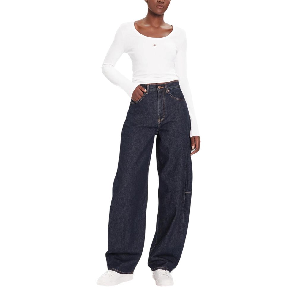 Jean Mom Calvin Klein Jeans en Coton Bleu