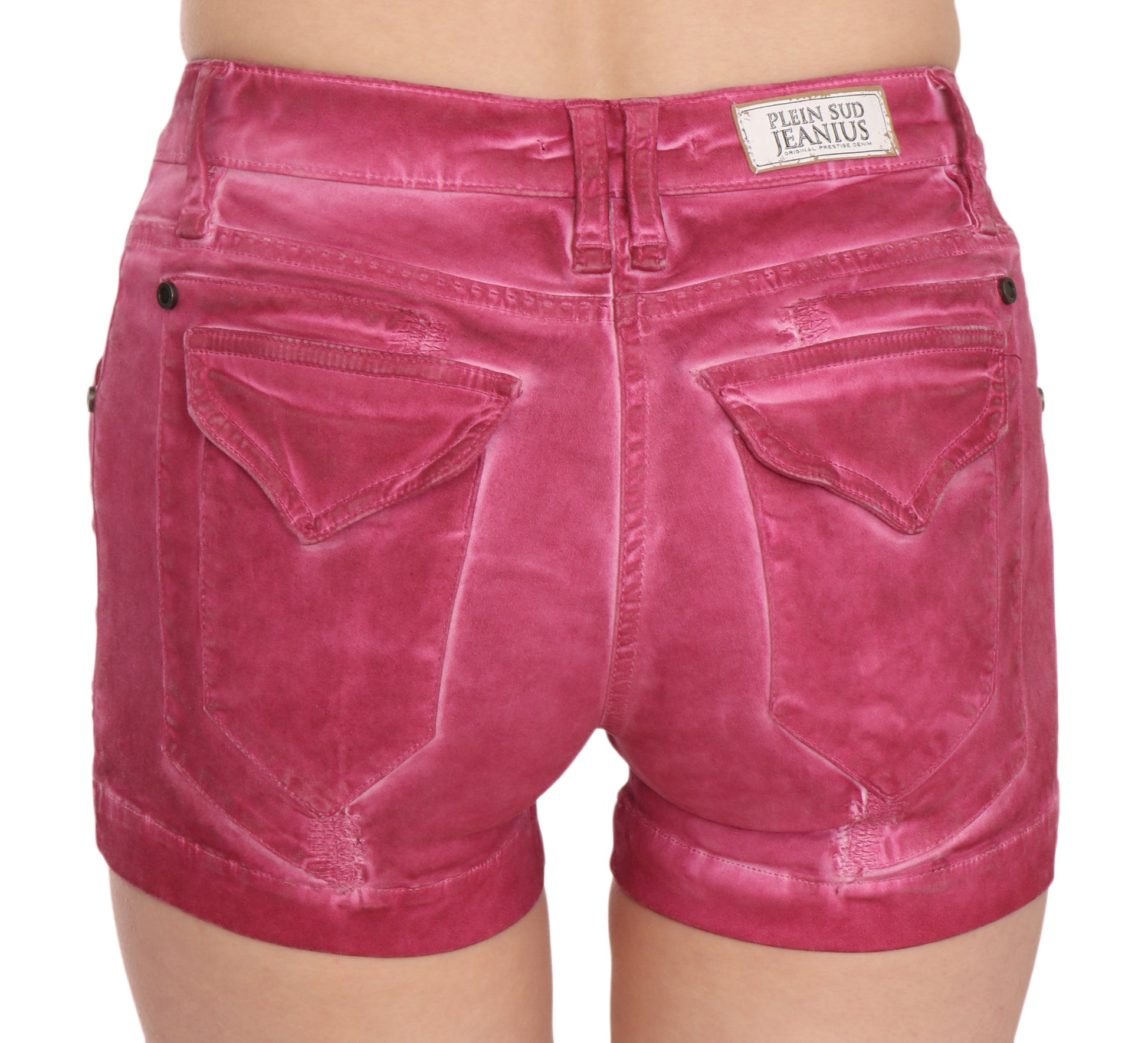 PLEIN SUD Short en jean mini taille mi-haute en coton rose