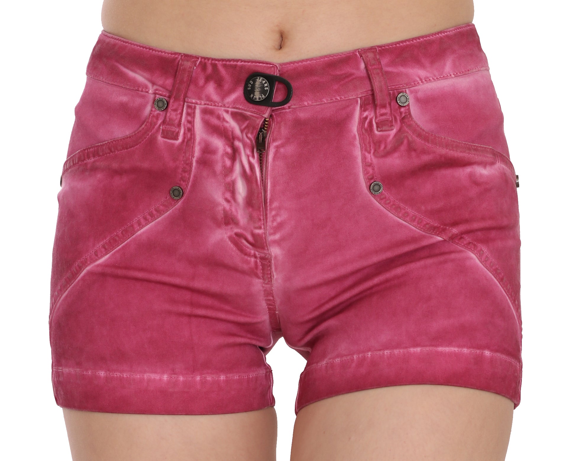 PLEIN SUD Short en jean mini taille mi-haute en coton rose