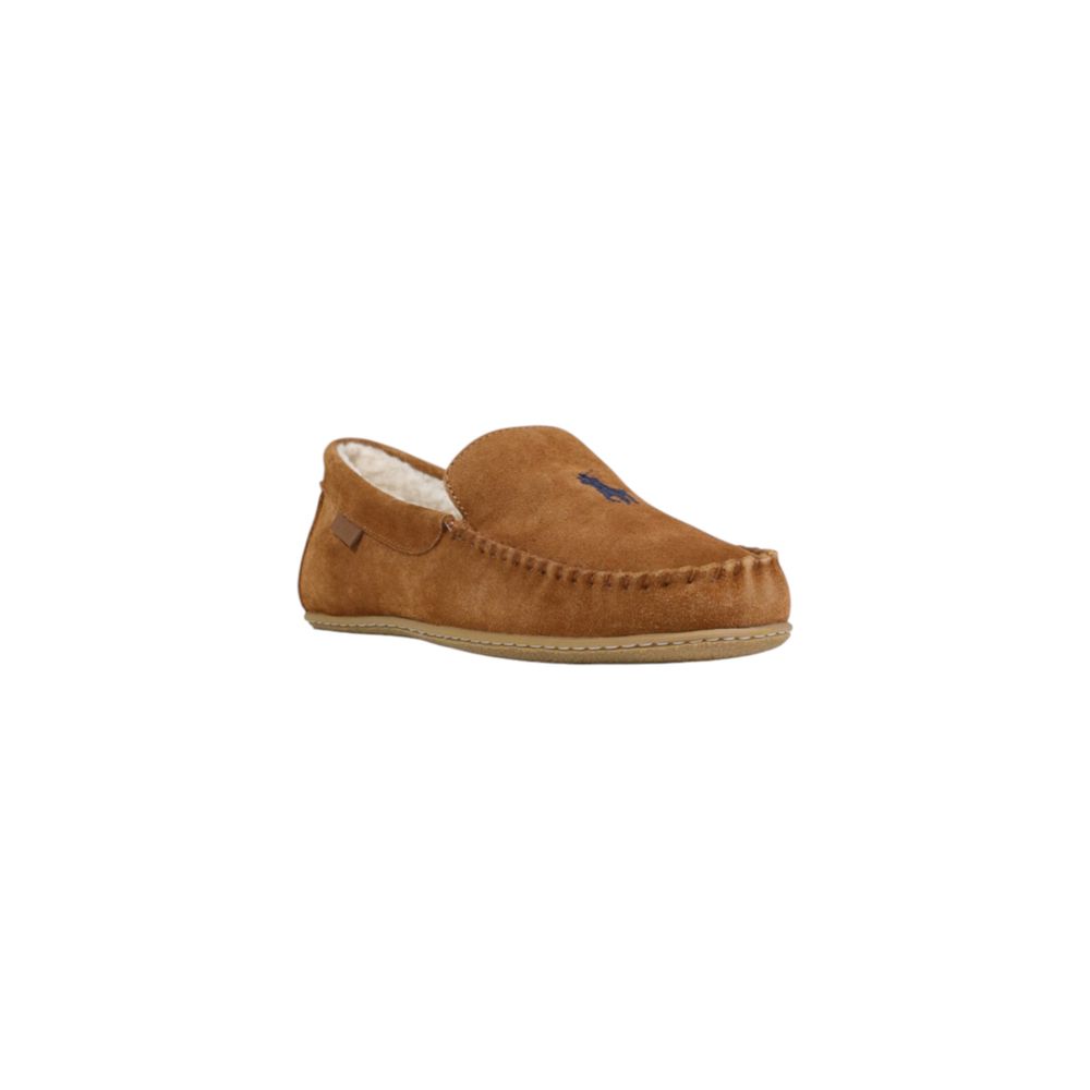 Pantoufles Ralph Lauren en cuir suédé marron