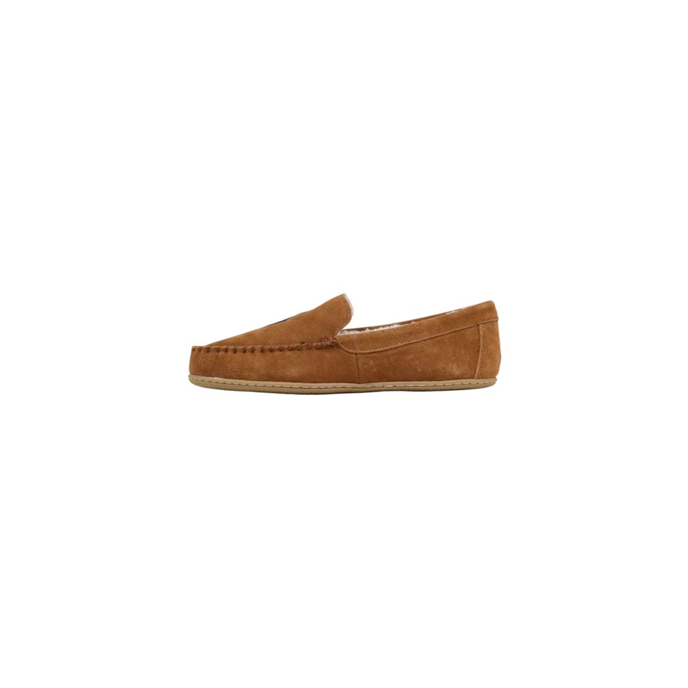 Pantoufles Ralph Lauren en cuir suédé marron