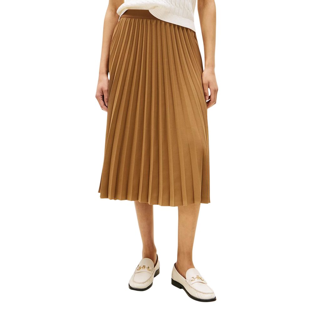Jupe midi Tommy Hilfiger marron en polyester recyclé