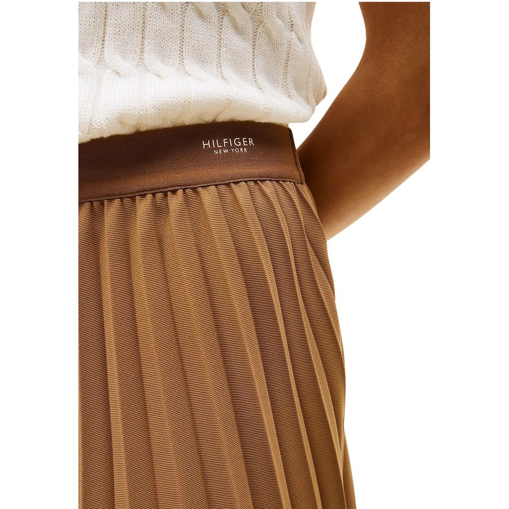 Jupe midi Tommy Hilfiger marron en polyester recyclé