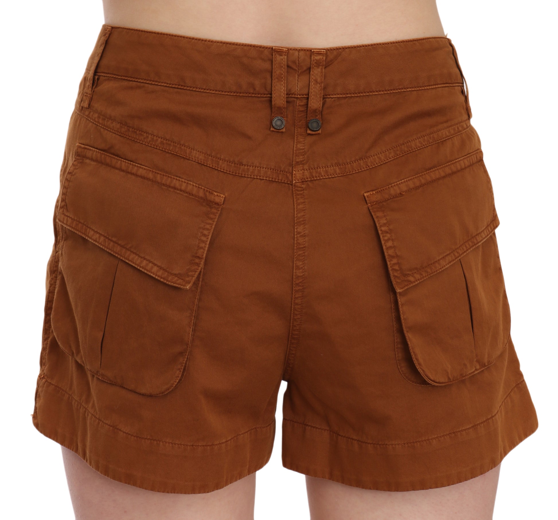 Short en jean mini PLEIN SUD taille mi-haute en coton marron