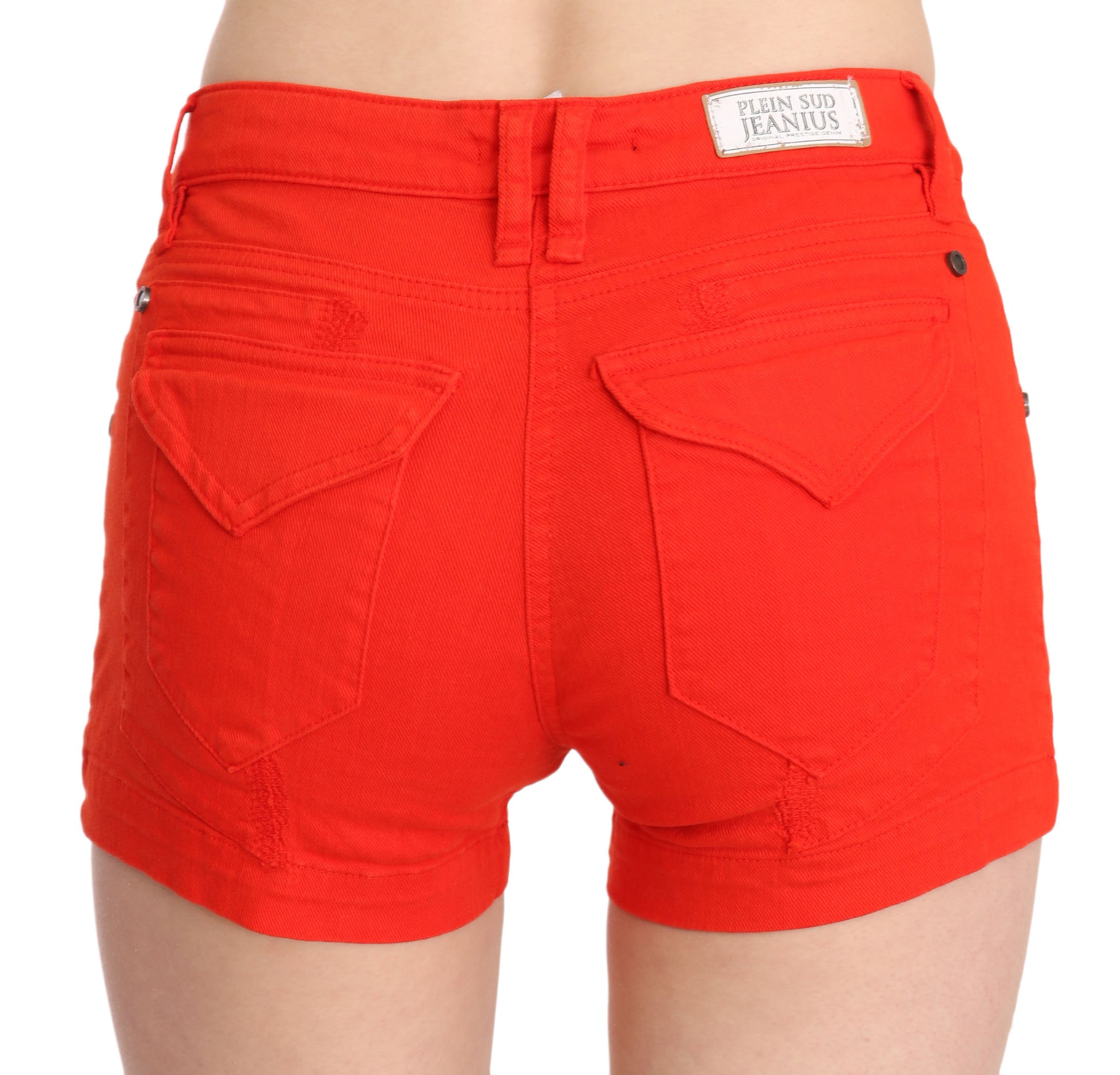 PLEIN SUD Mini-jupe en jean de coton taille mi-haute Orange
