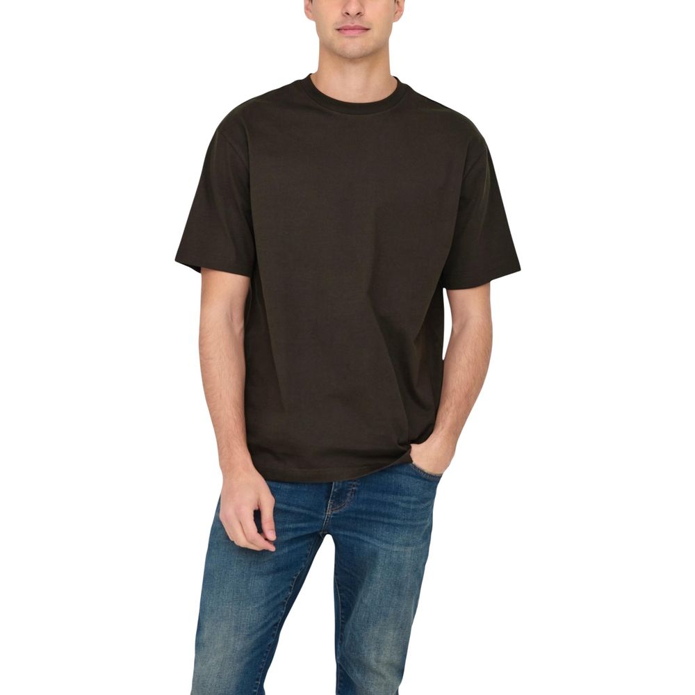 T-shirt marron en coton biologique Only & Sons