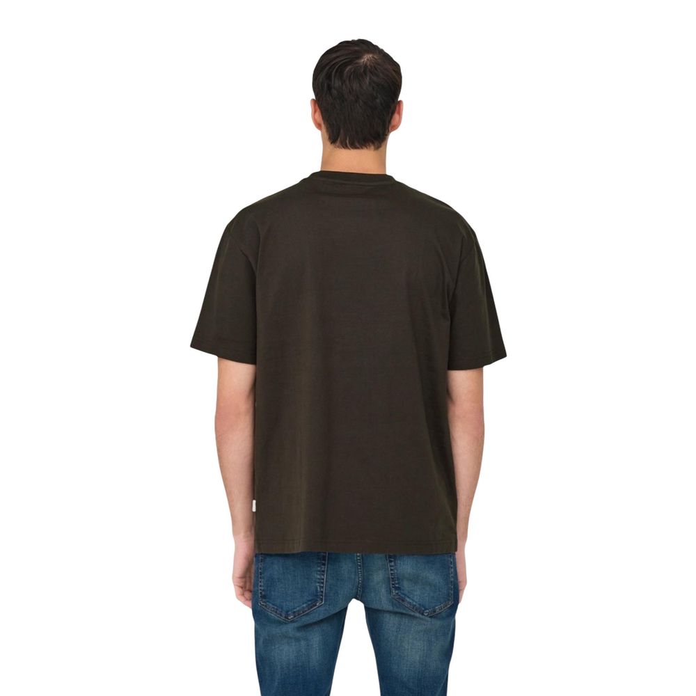 T-shirt marron en coton biologique Only & Sons