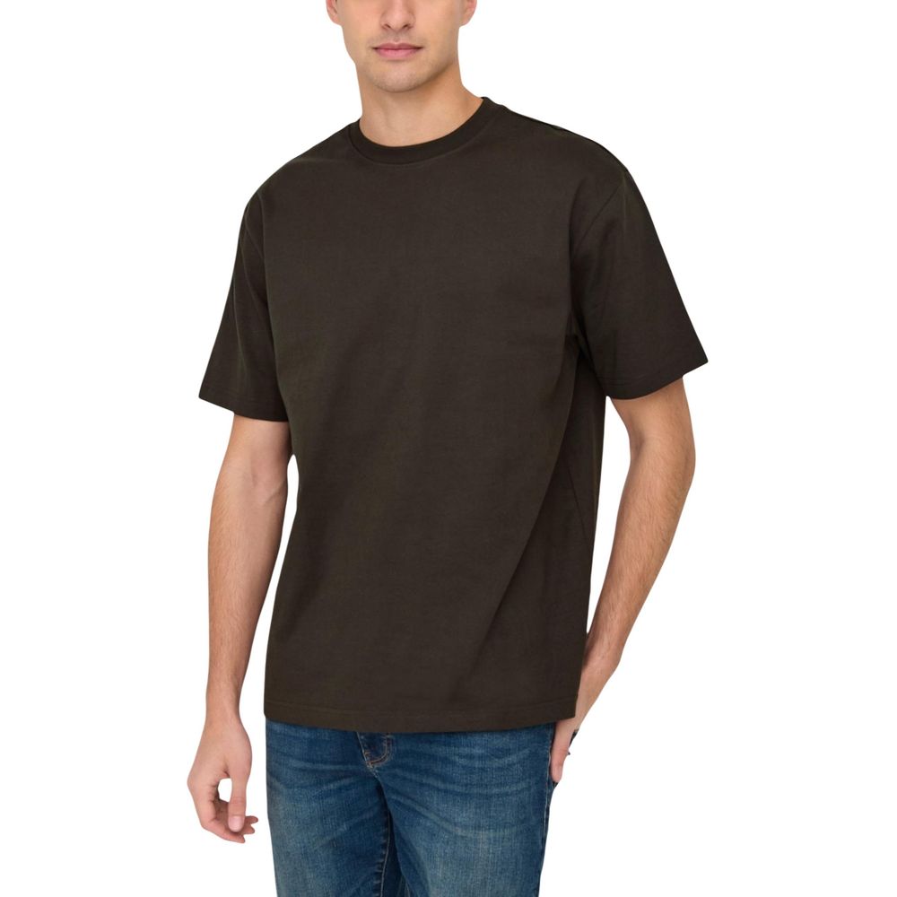 T-shirt marron en coton biologique Only & Sons