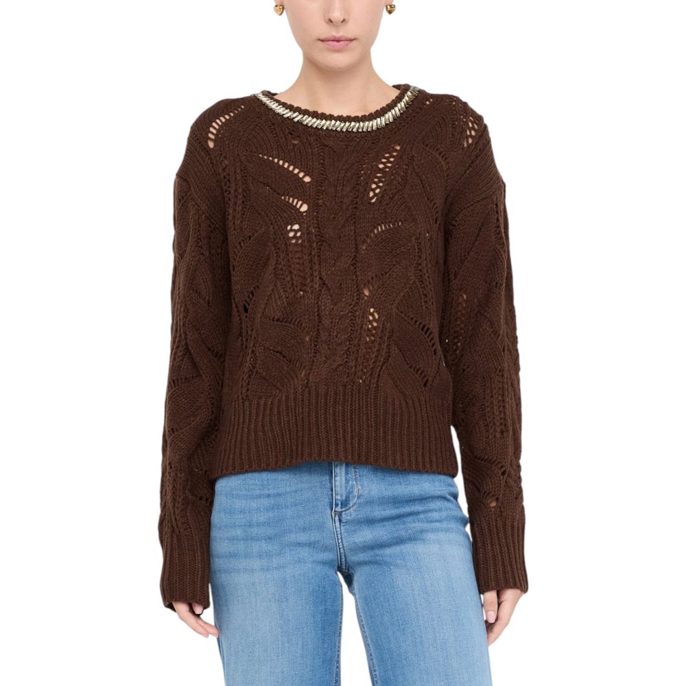 Sweat-shirt Liu Jo marron en plumes de marabout