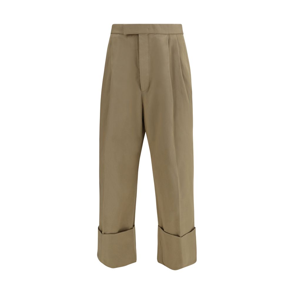 Pantalon décontracté en coton beige Thom Browne