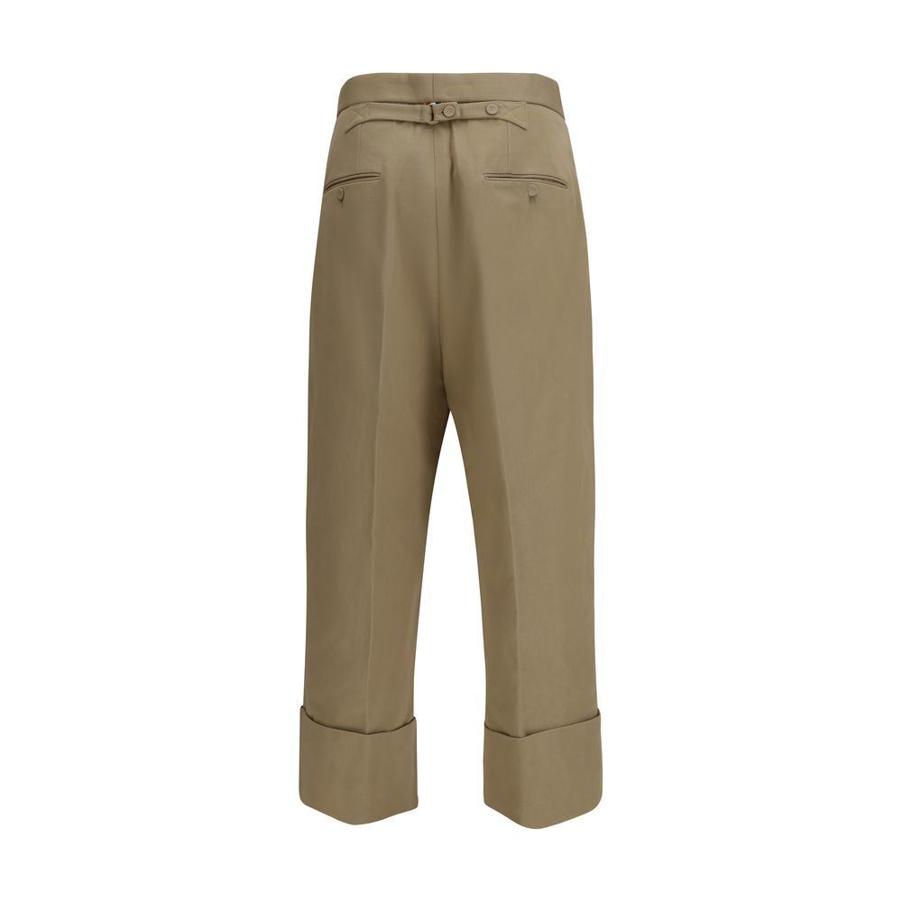 Pantalon décontracté en coton beige Thom Browne
