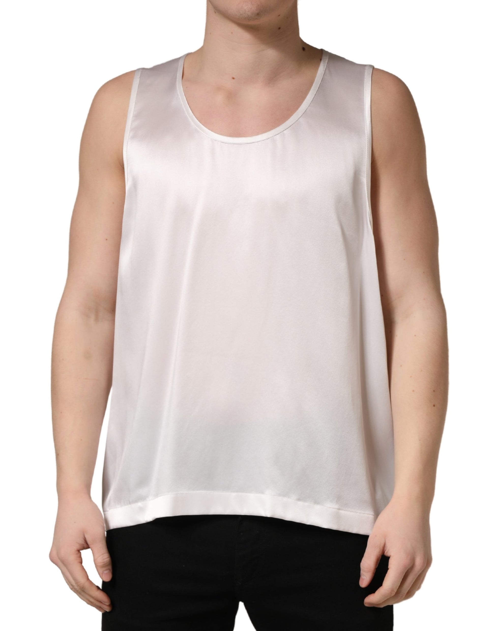 Débardeur Dolce & Gabbana blanc en satin et polyester sans manches