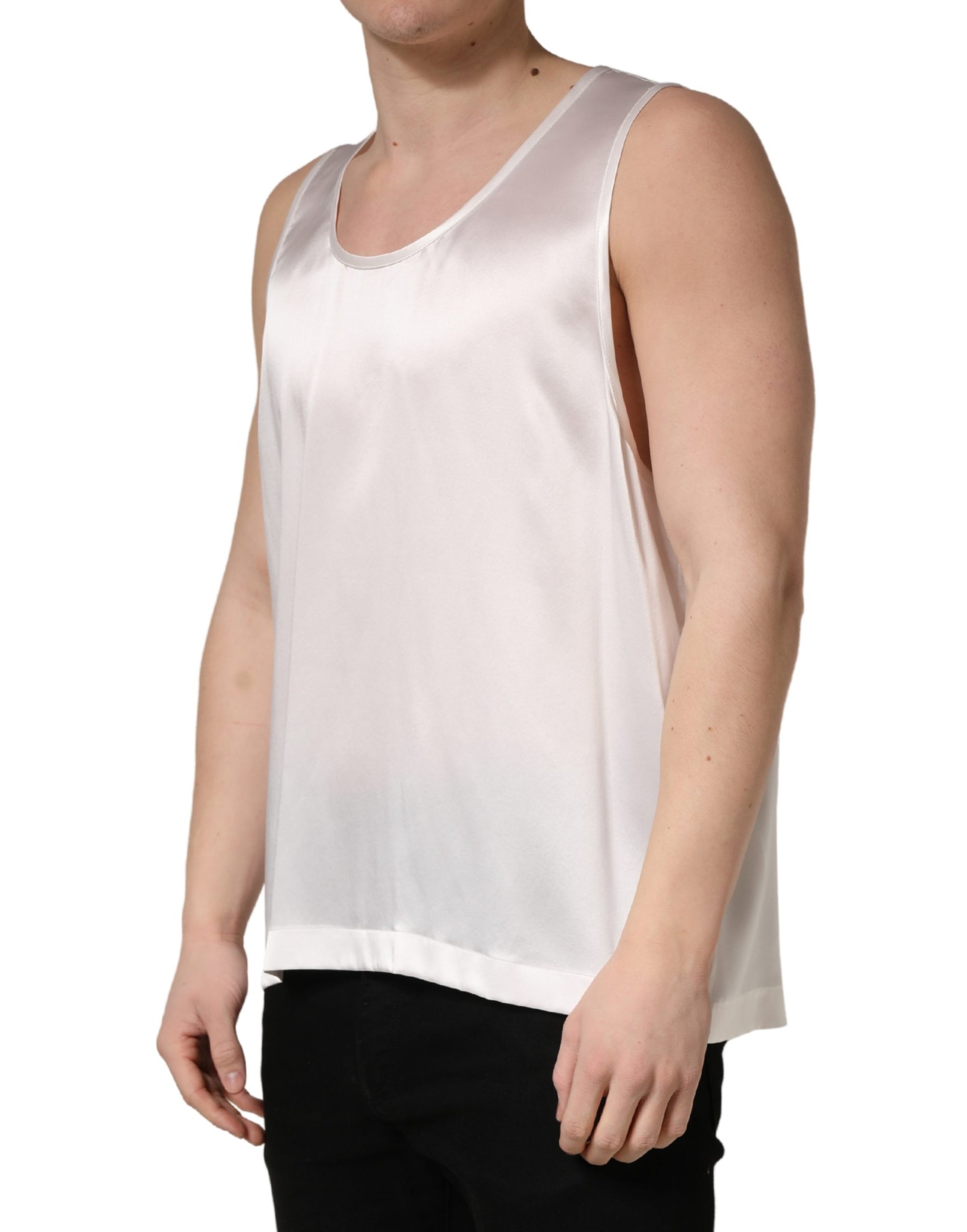 Débardeur Dolce & Gabbana blanc en satin et polyester sans manches