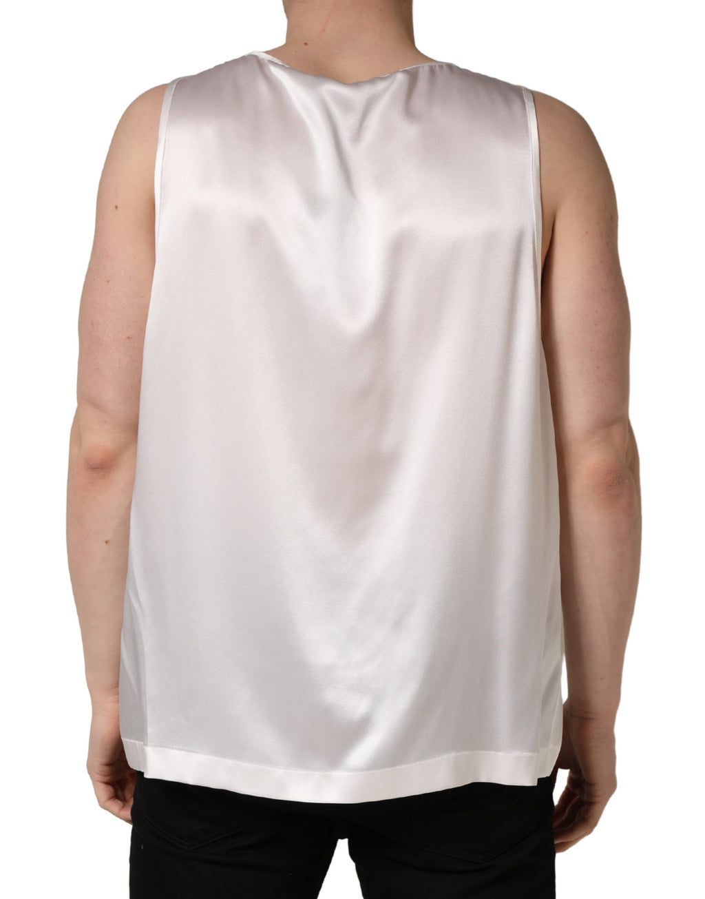 Débardeur Dolce & Gabbana blanc en satin et polyester sans manches