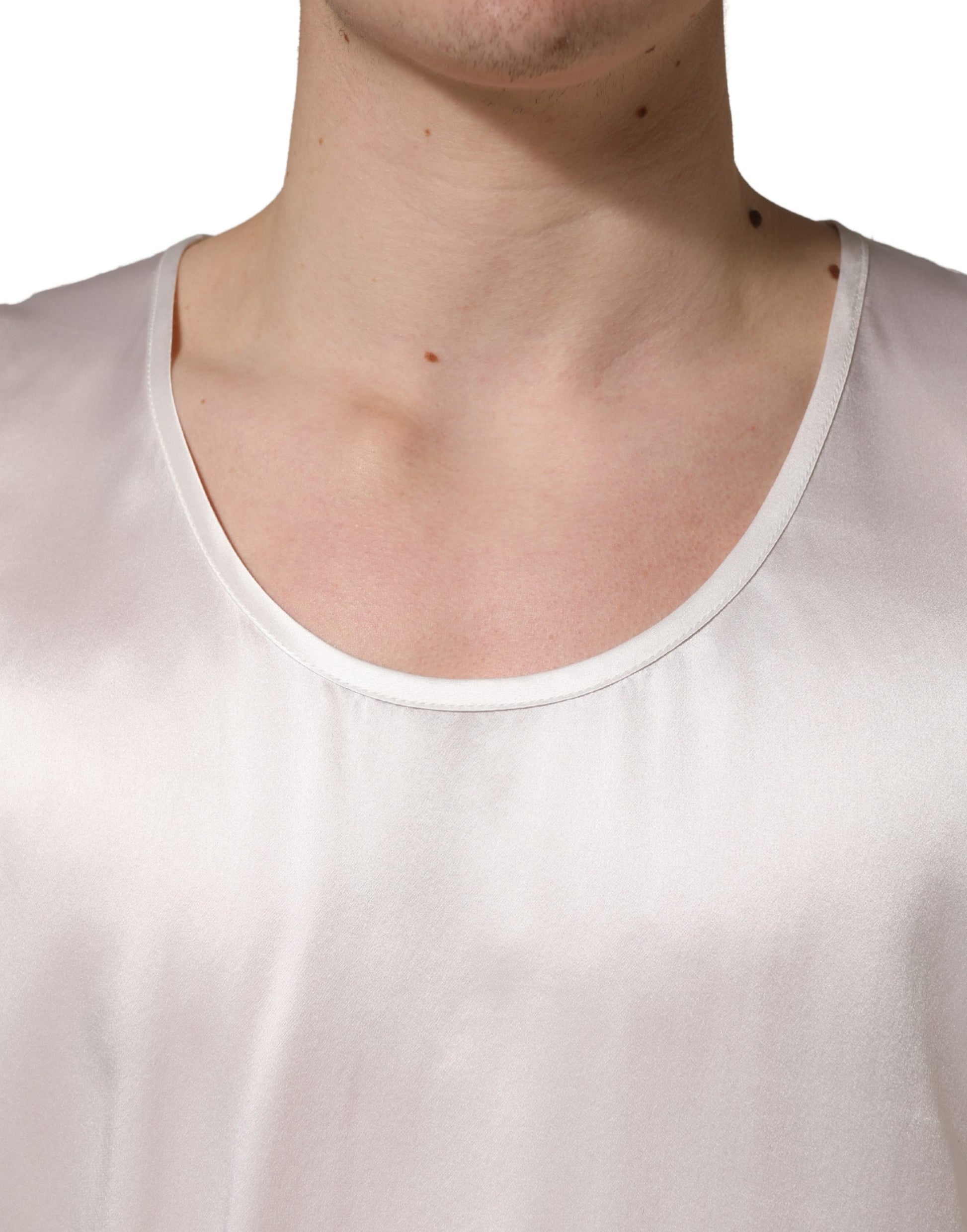 Débardeur Dolce & Gabbana blanc en satin et polyester sans manches