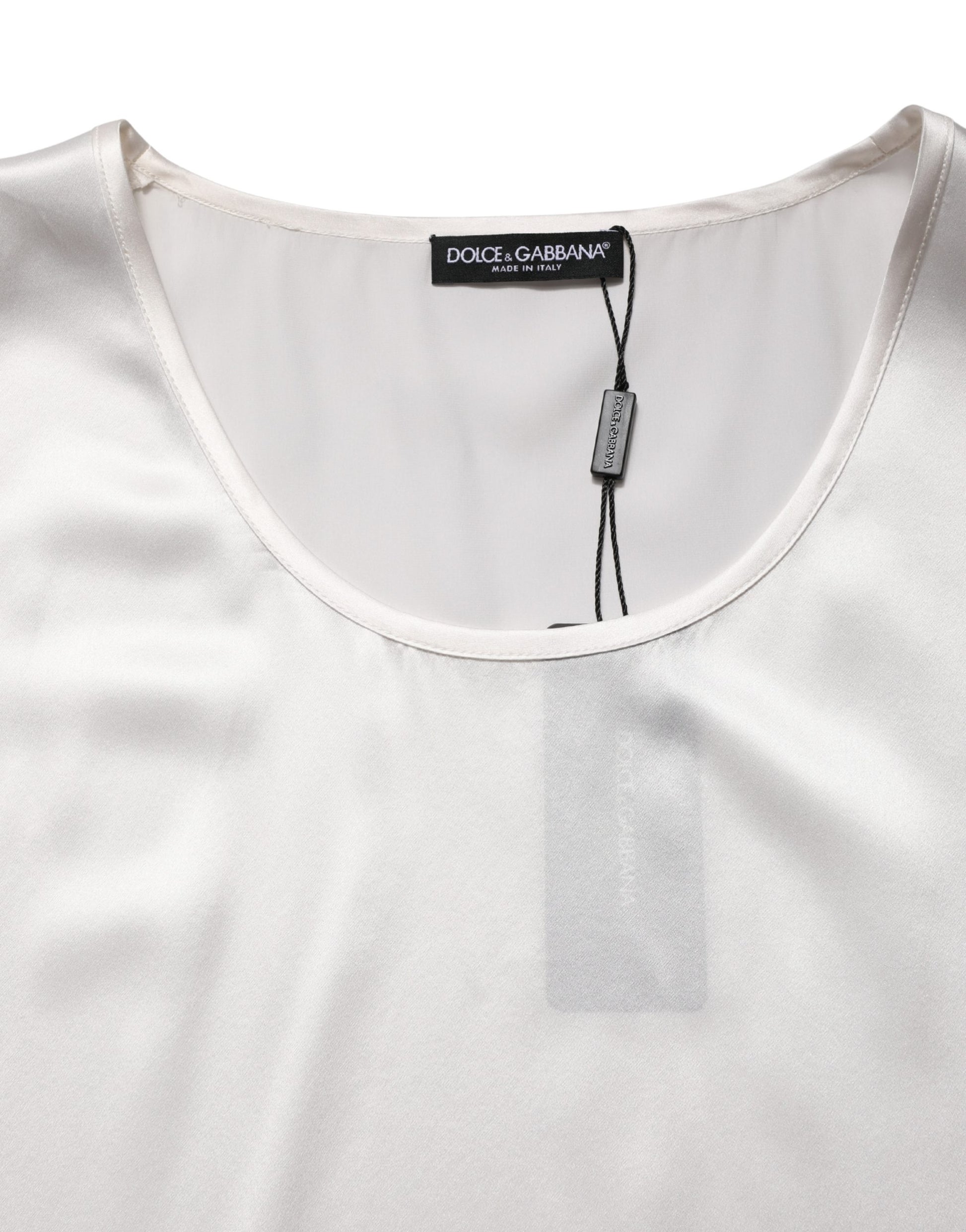 Débardeur Dolce & Gabbana blanc en satin et polyester sans manches