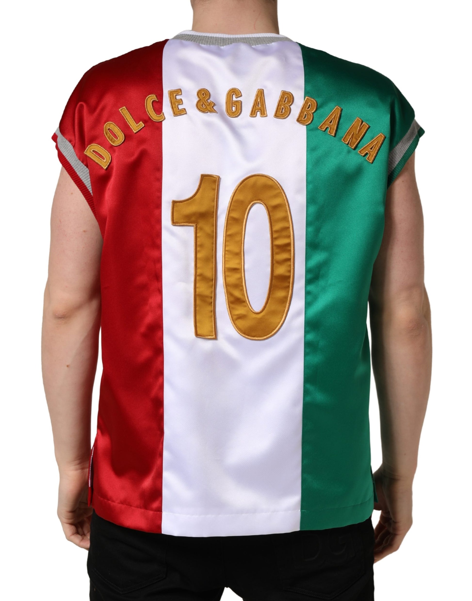 Débardeur en satin Dolce & Gabbana multicolore avec logo DG Italia
