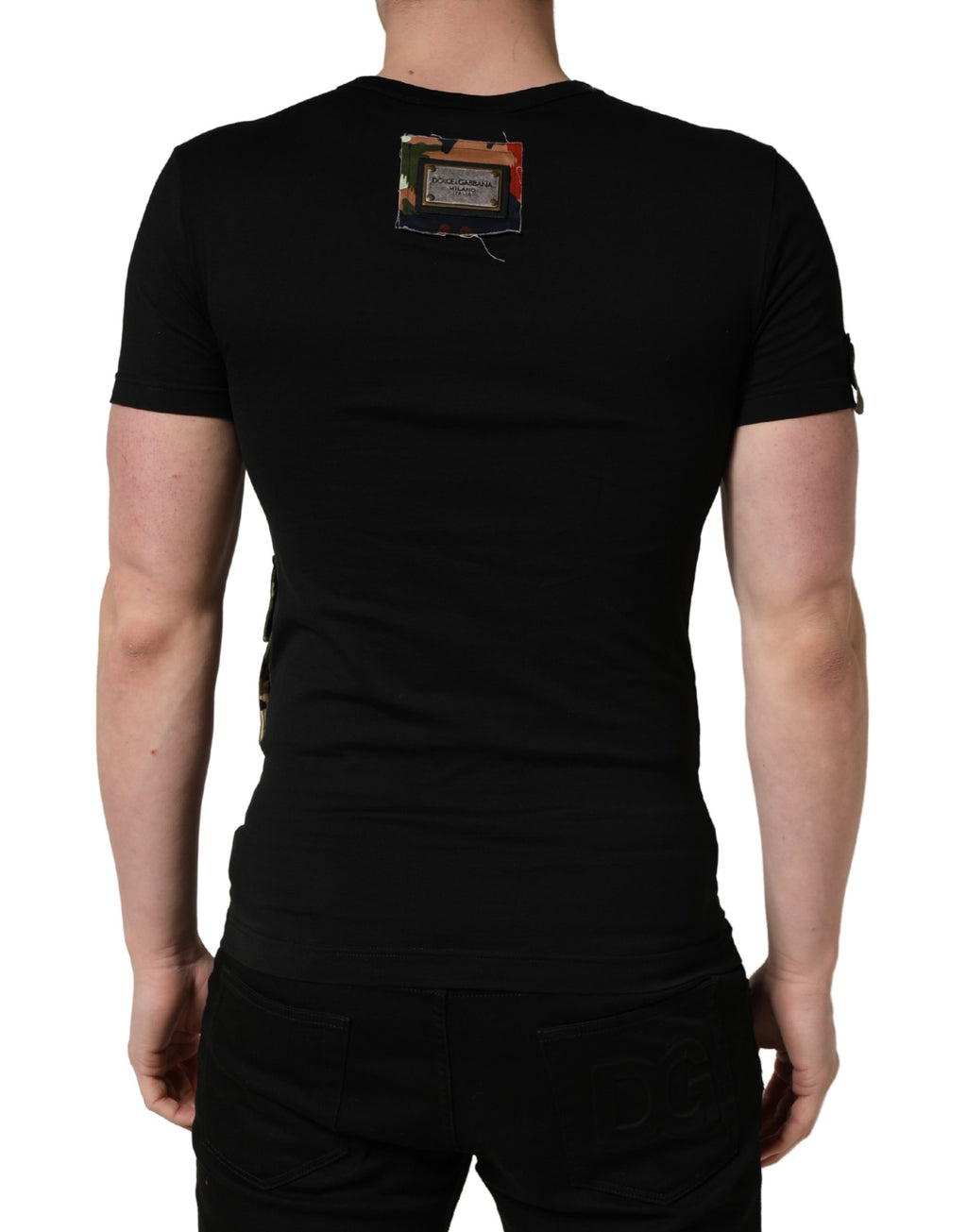 T-shirt Homme Dolce & Gabbana Noir "Italians Do It Better" Camouflage Poche