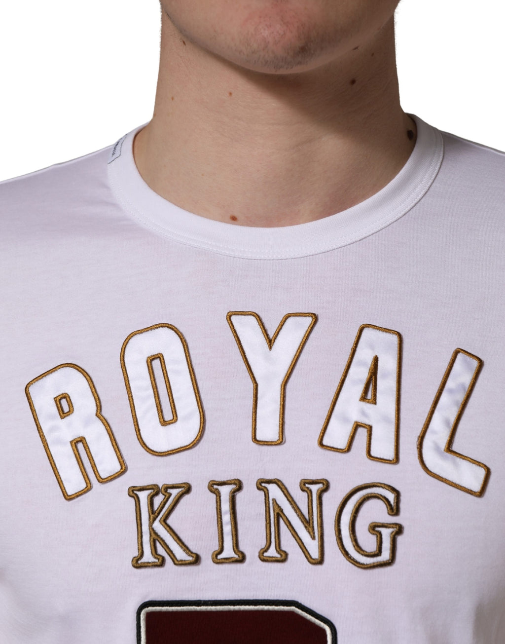 T-shirt col rond Dolce & Gabbana en coton blanc DG King Royal