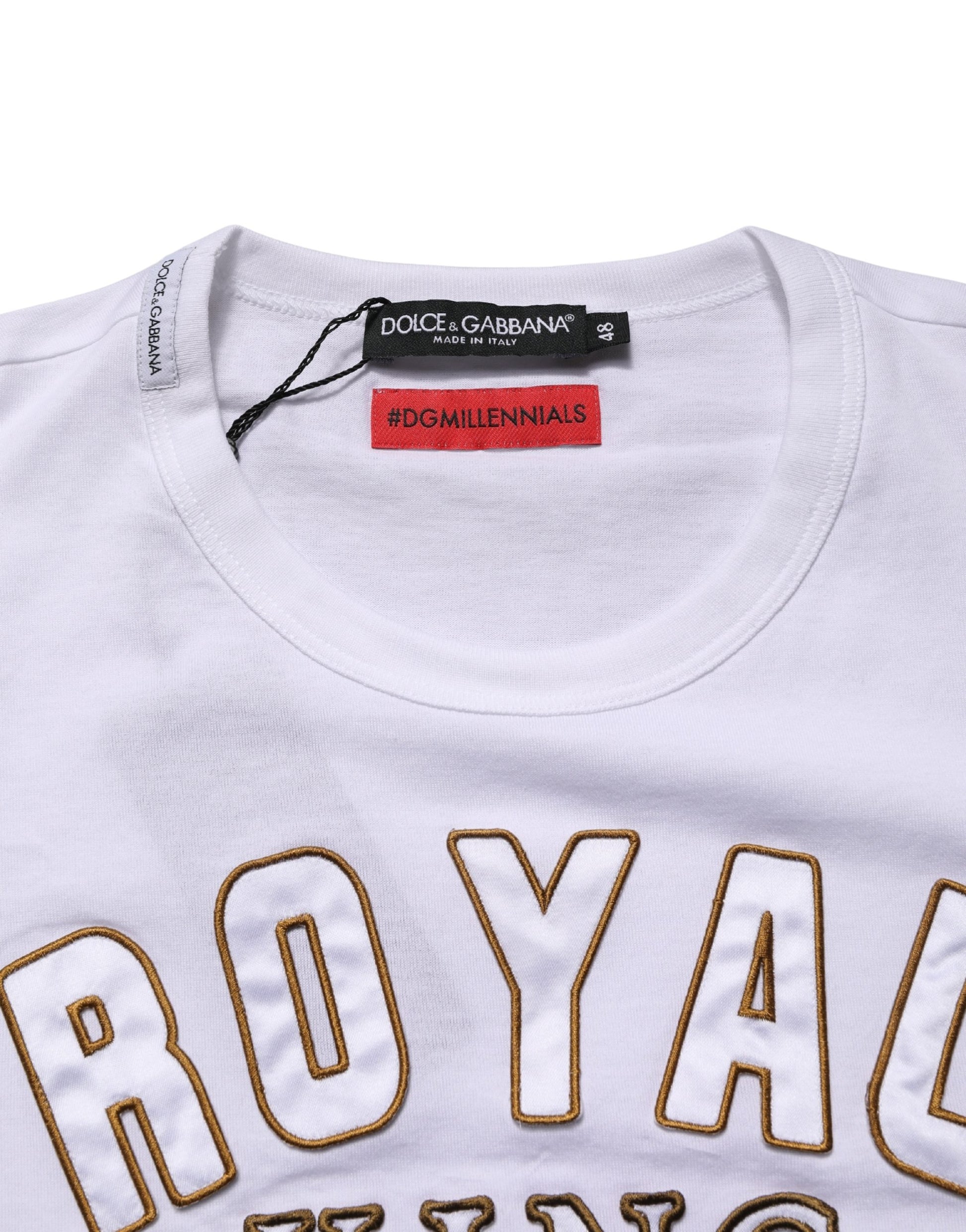 T-shirt col rond Dolce & Gabbana en coton blanc DG King Royal