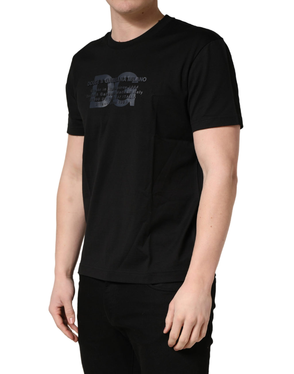 T-shirt ras du cou en coton imprimé DG Noir +39 MASQ