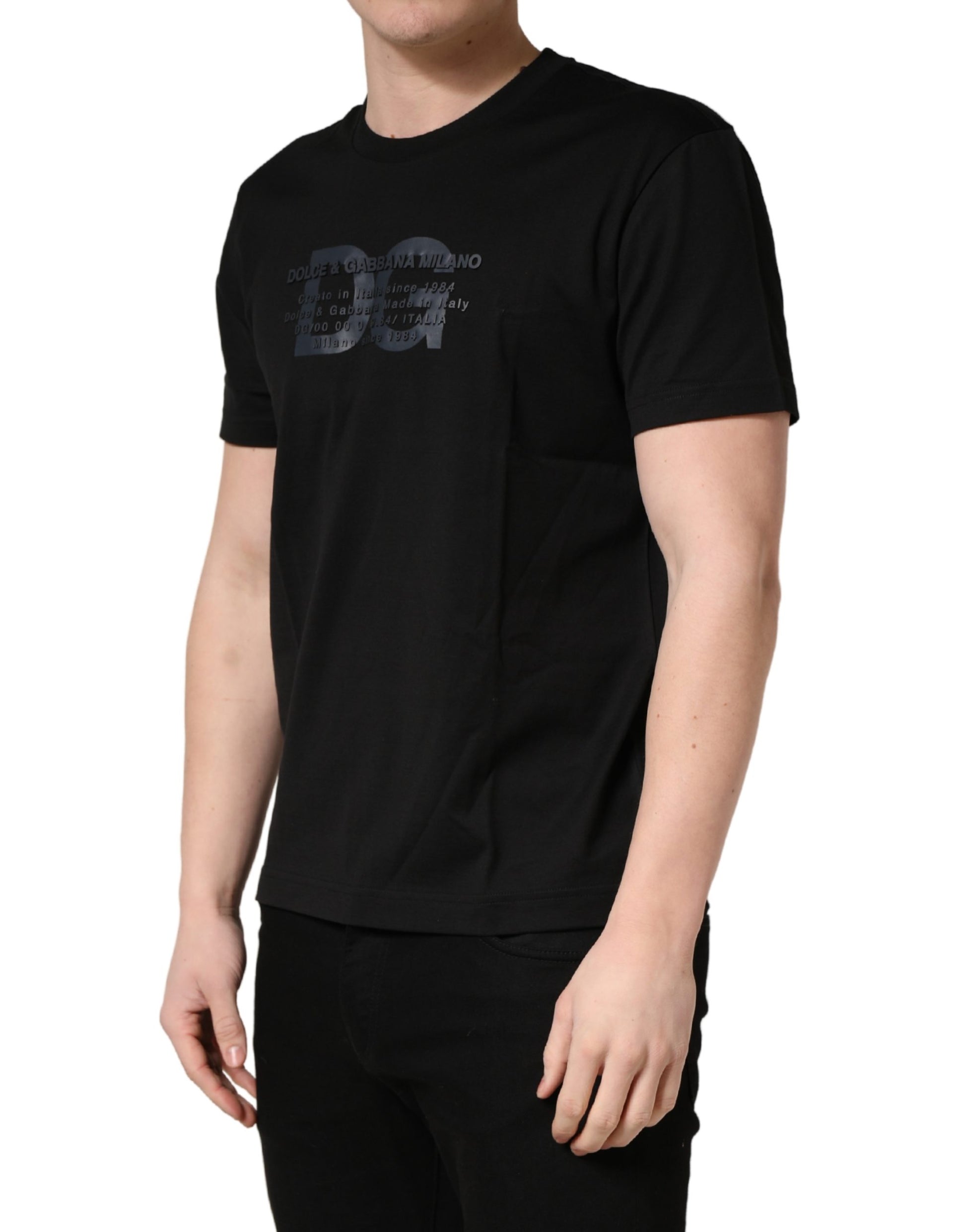 T-shirt ras du cou en coton imprimé DG Noir +39 MASQ