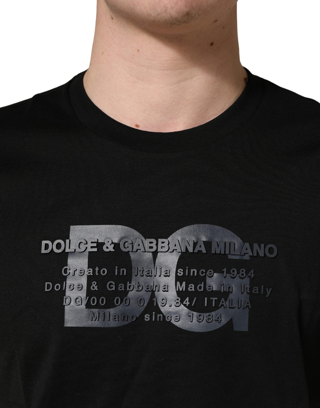 T-shirt ras du cou en coton imprimé DG Noir +39 MASQ