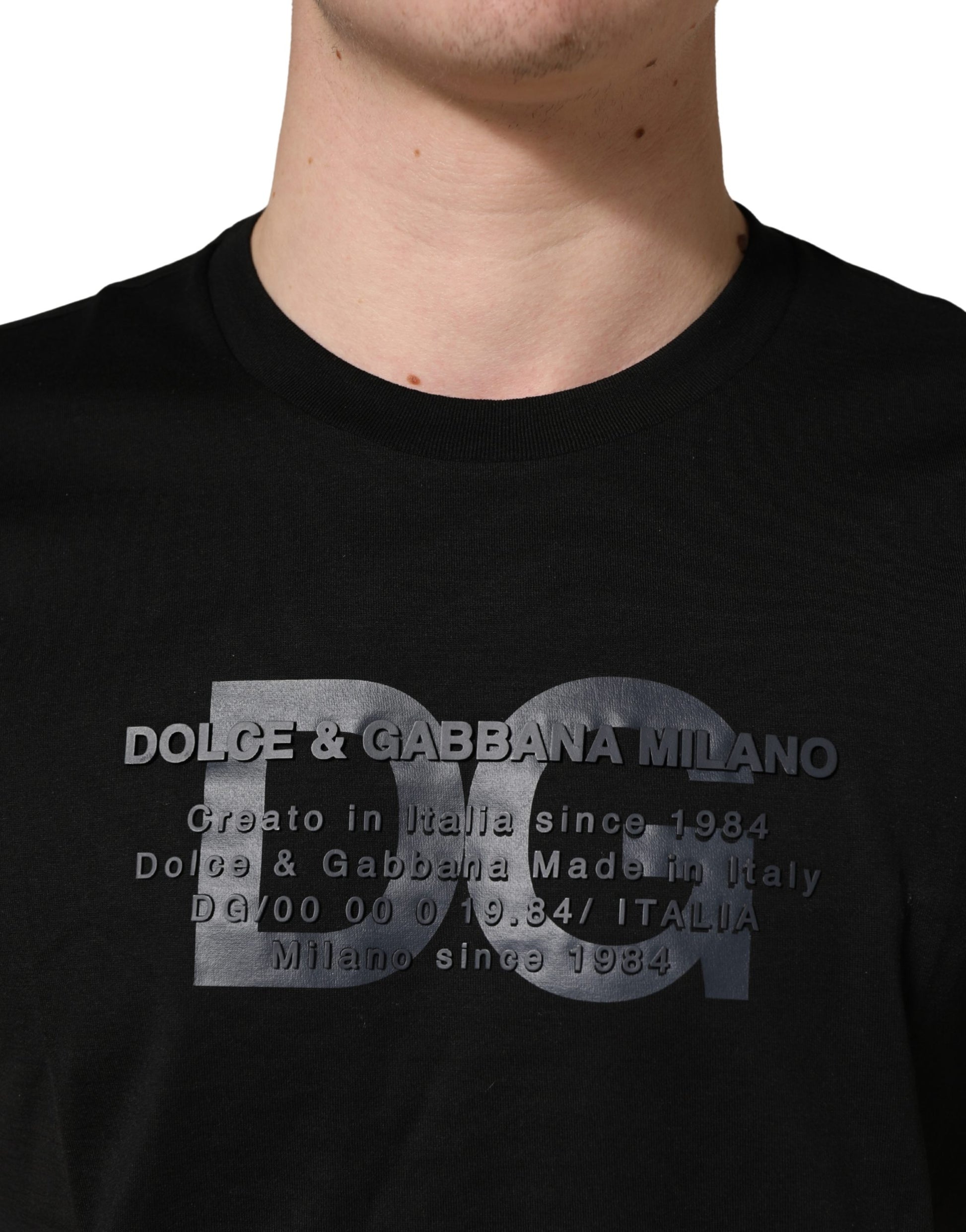 T-shirt ras du cou en coton imprimé DG Noir +39 MASQ