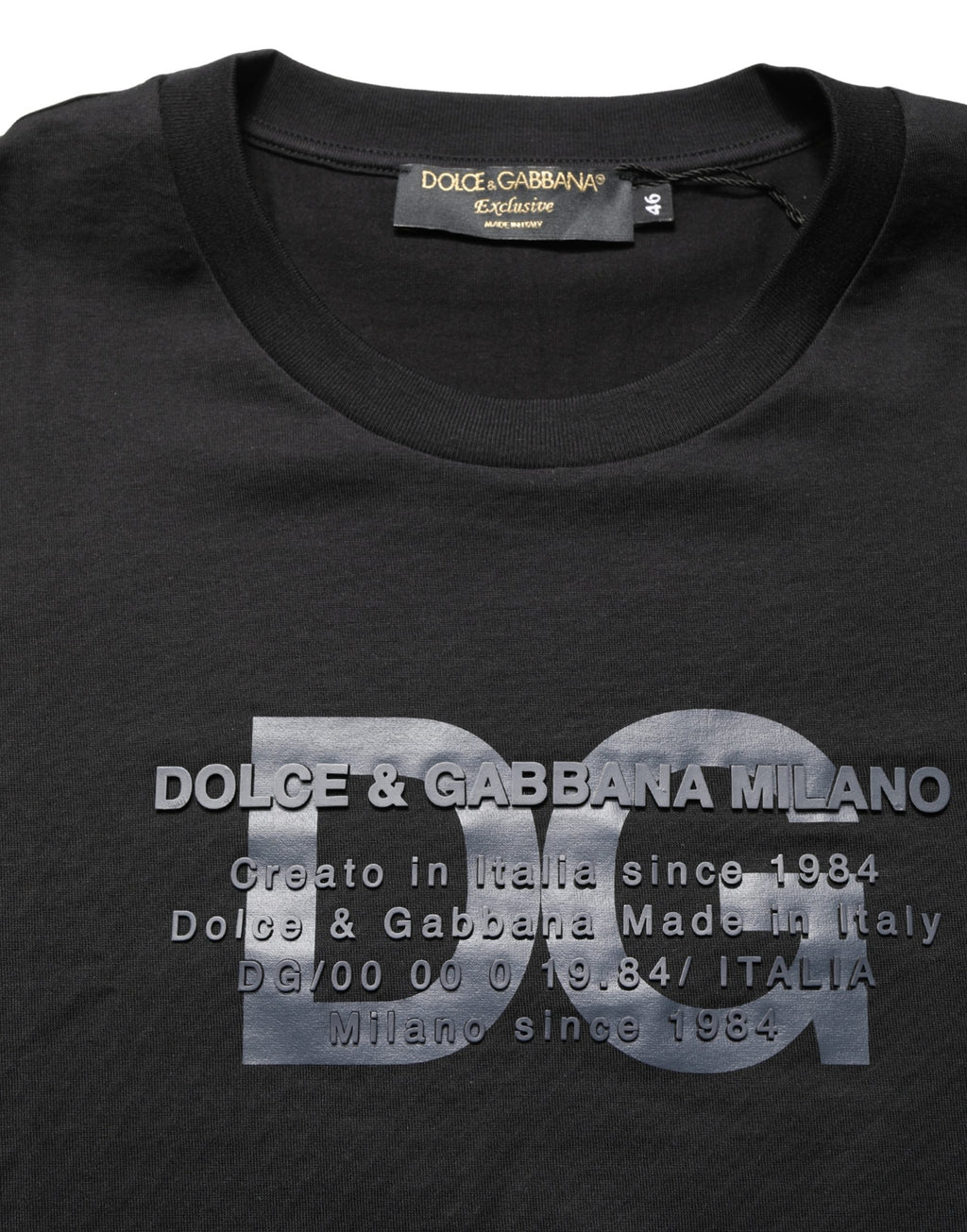 T-shirt ras du cou en coton imprimé DG Noir +39 MASQ