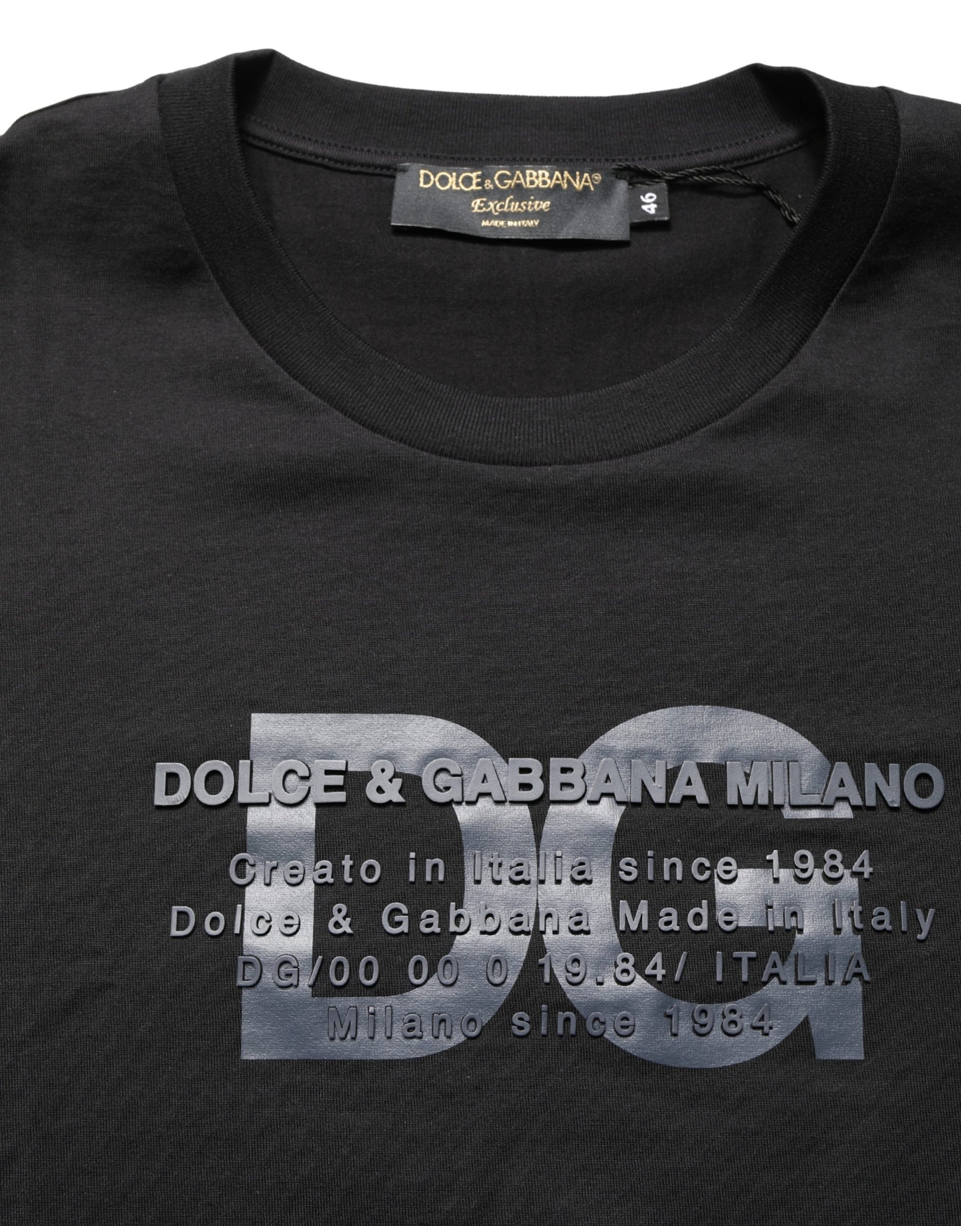 T-shirt ras du cou en coton imprimé DG Noir +39 MASQ