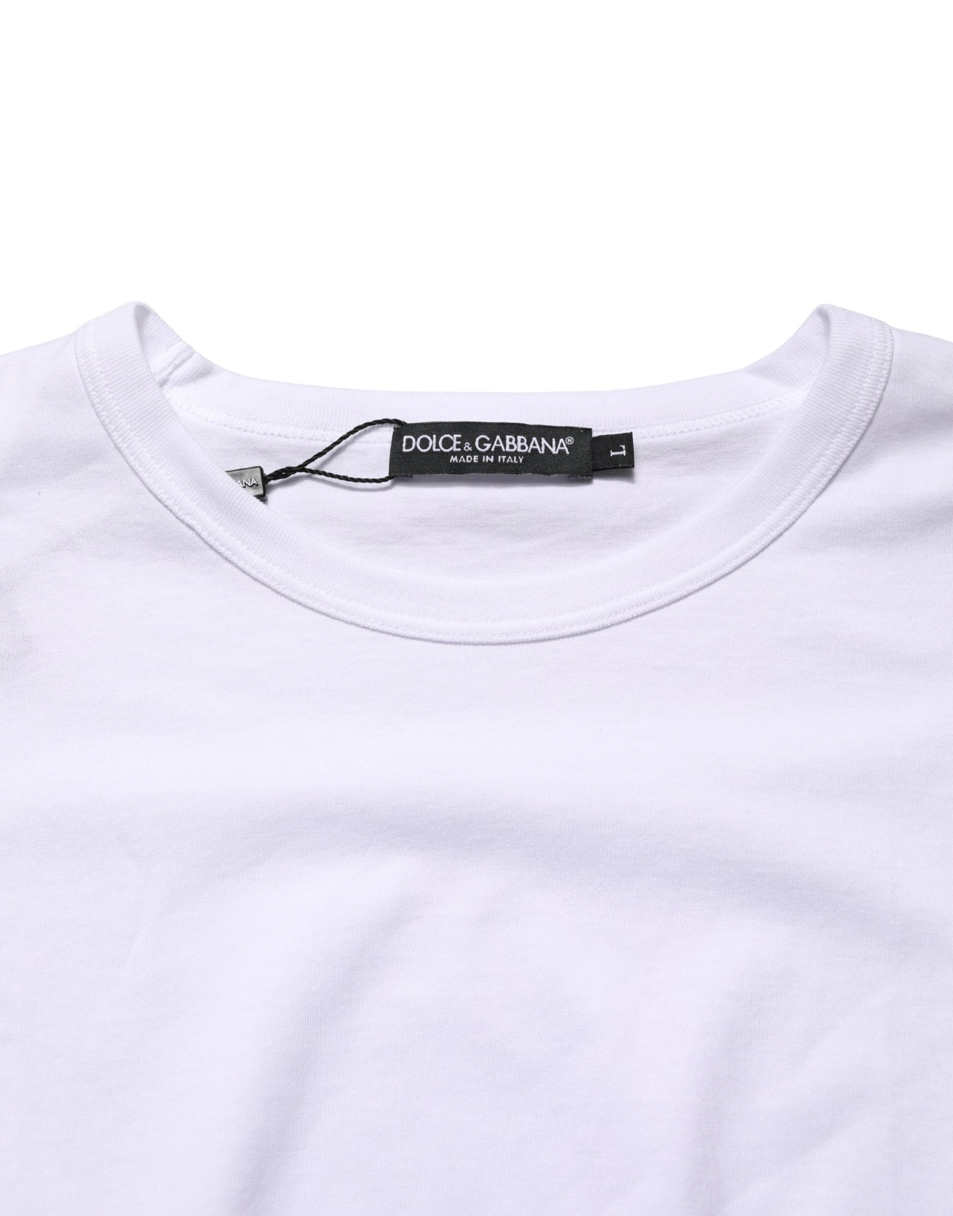 T-shirt Dolce & Gabbana en coton blanc à manches courtes et col rond