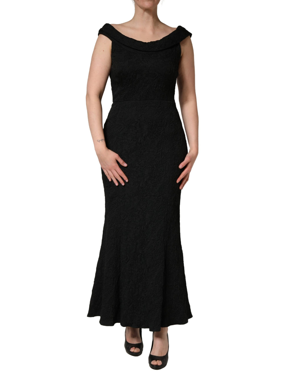 Robe fourreau sirène Dolce & Gabbana en brocart floral noir