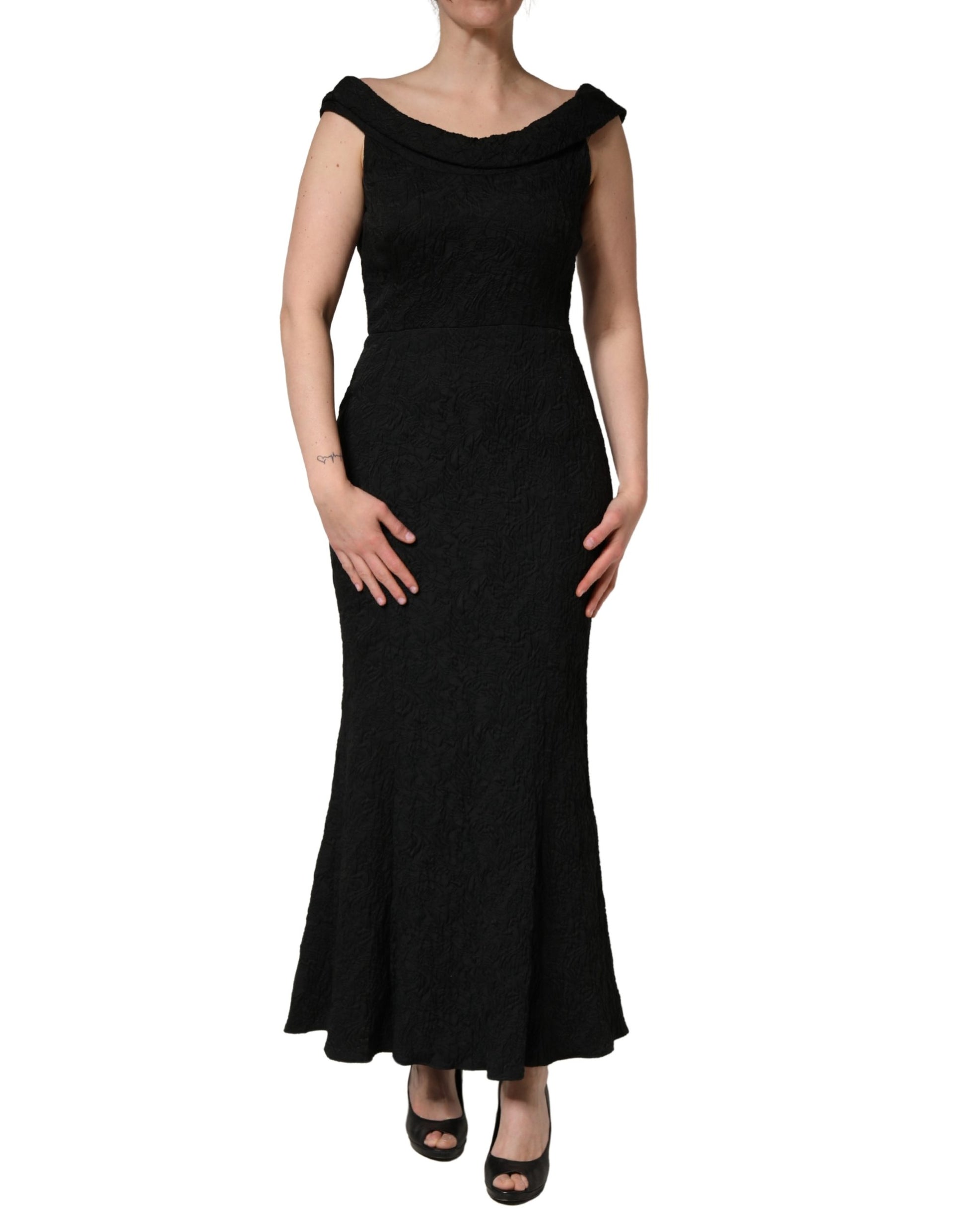 Robe fourreau sirène Dolce & Gabbana en brocart floral noir