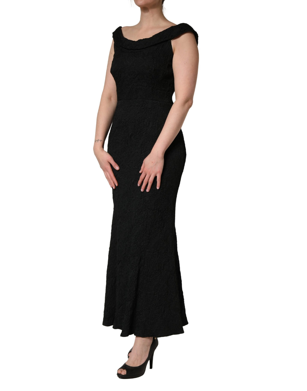 Robe fourreau sirène Dolce & Gabbana en brocart floral noir