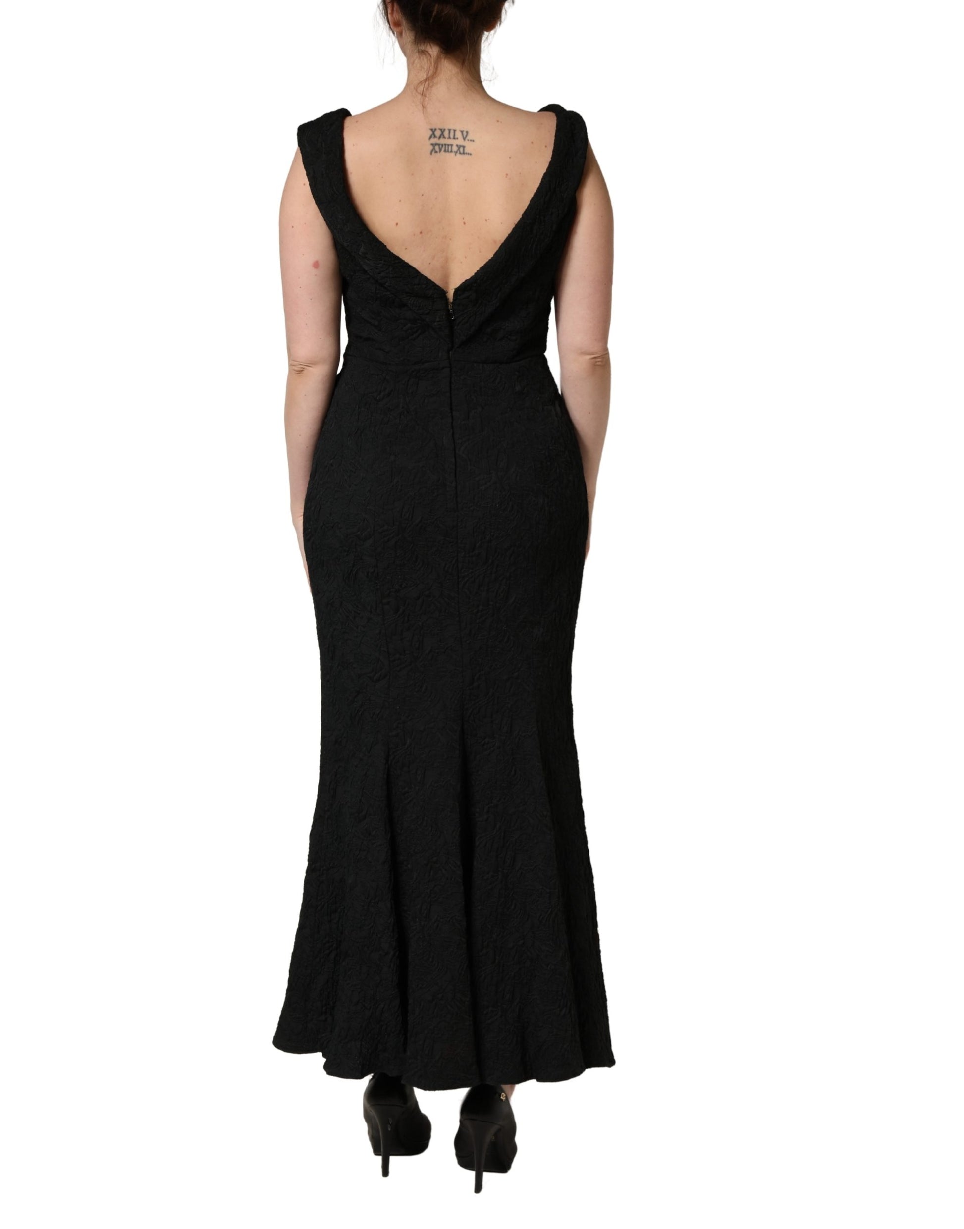 Robe fourreau sirène Dolce & Gabbana en brocart floral noir