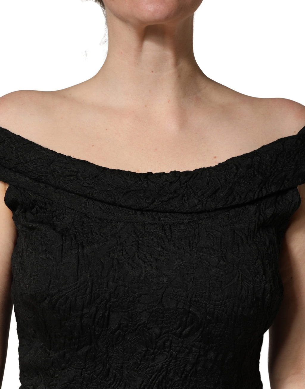 Robe fourreau sirène Dolce & Gabbana en brocart floral noir