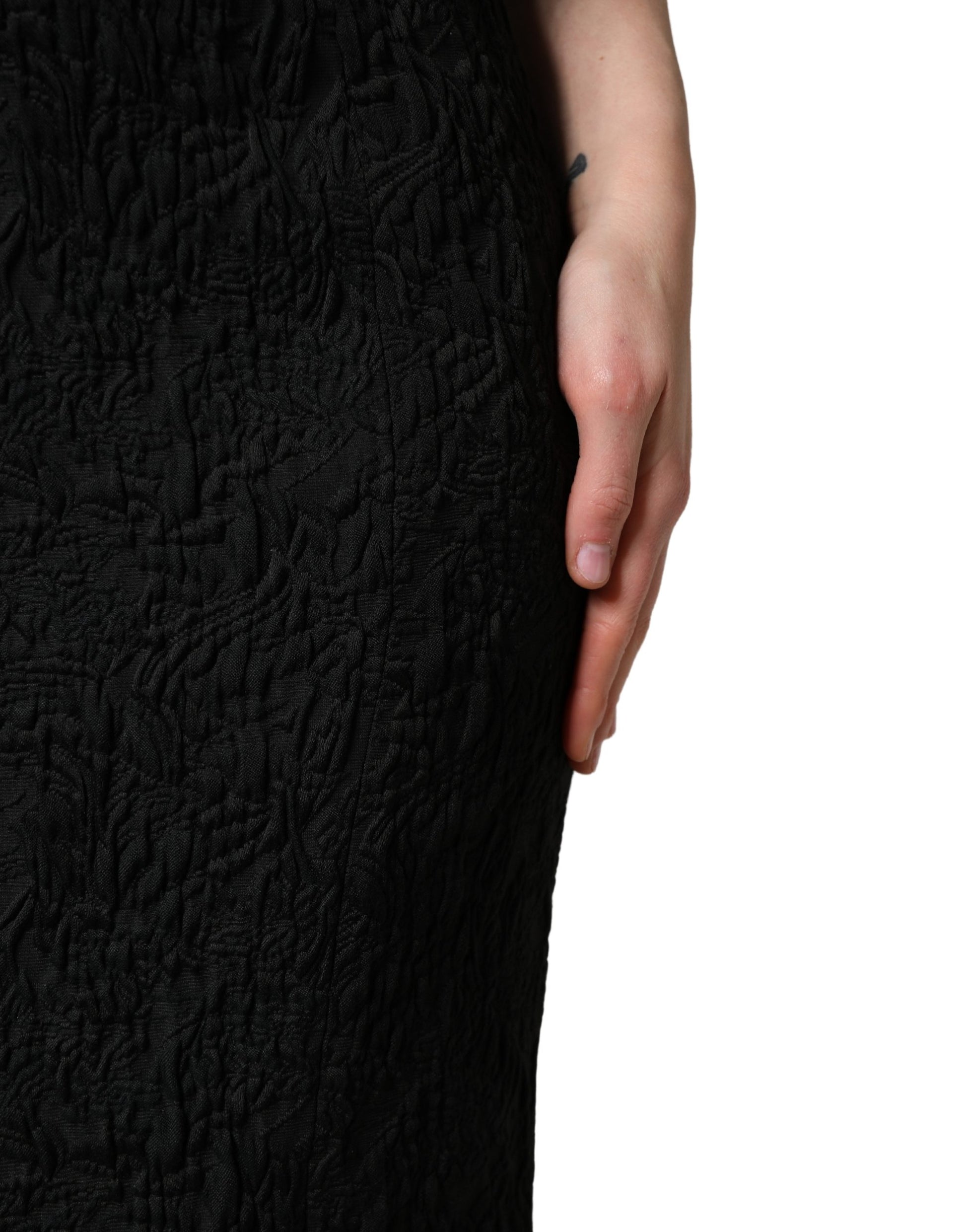 Robe fourreau sirène Dolce & Gabbana en brocart floral noir