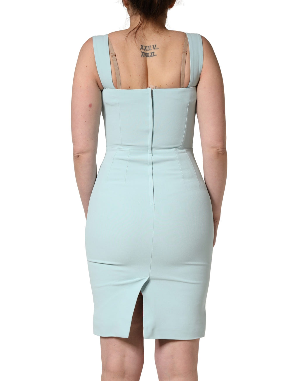 Robe mini sans manches Dolce & Gabbana verte à col carré
