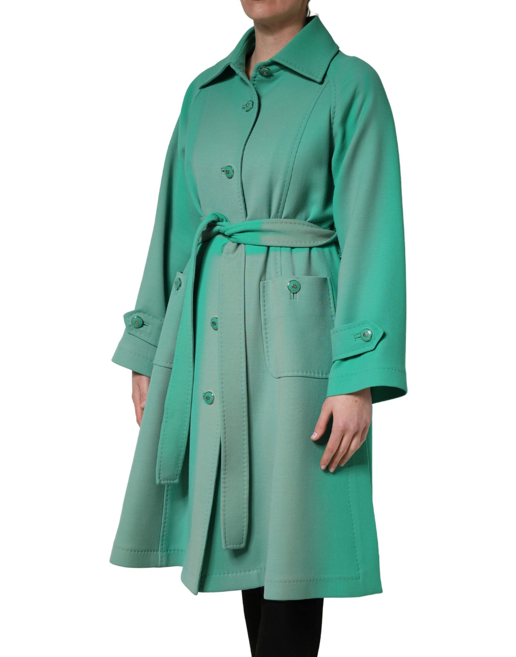 Veste-Trench Vert Ceinturée Boutonnée Dolce & Gabbana