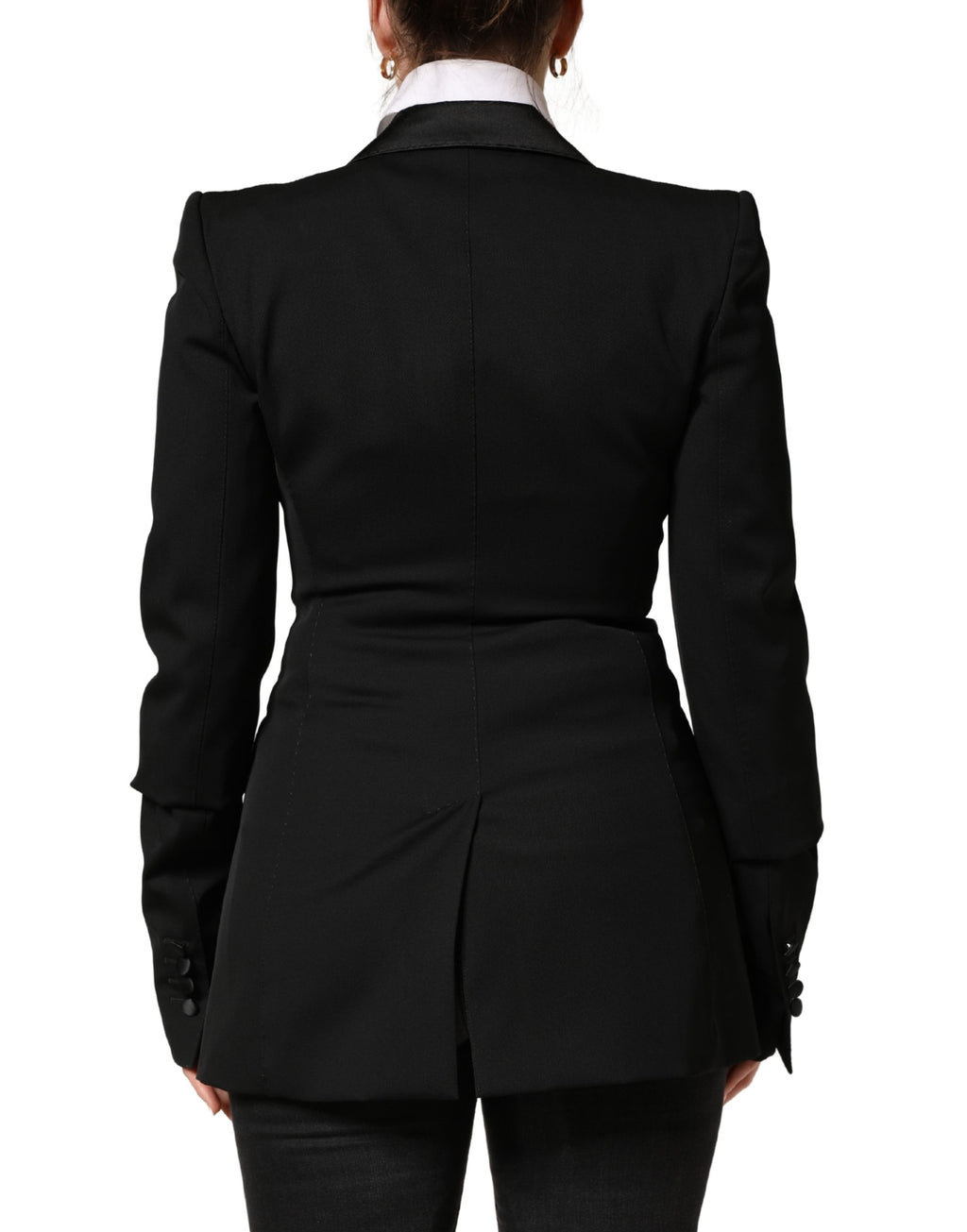 Veste blazer droite en laine noire Dolce & Gabbana