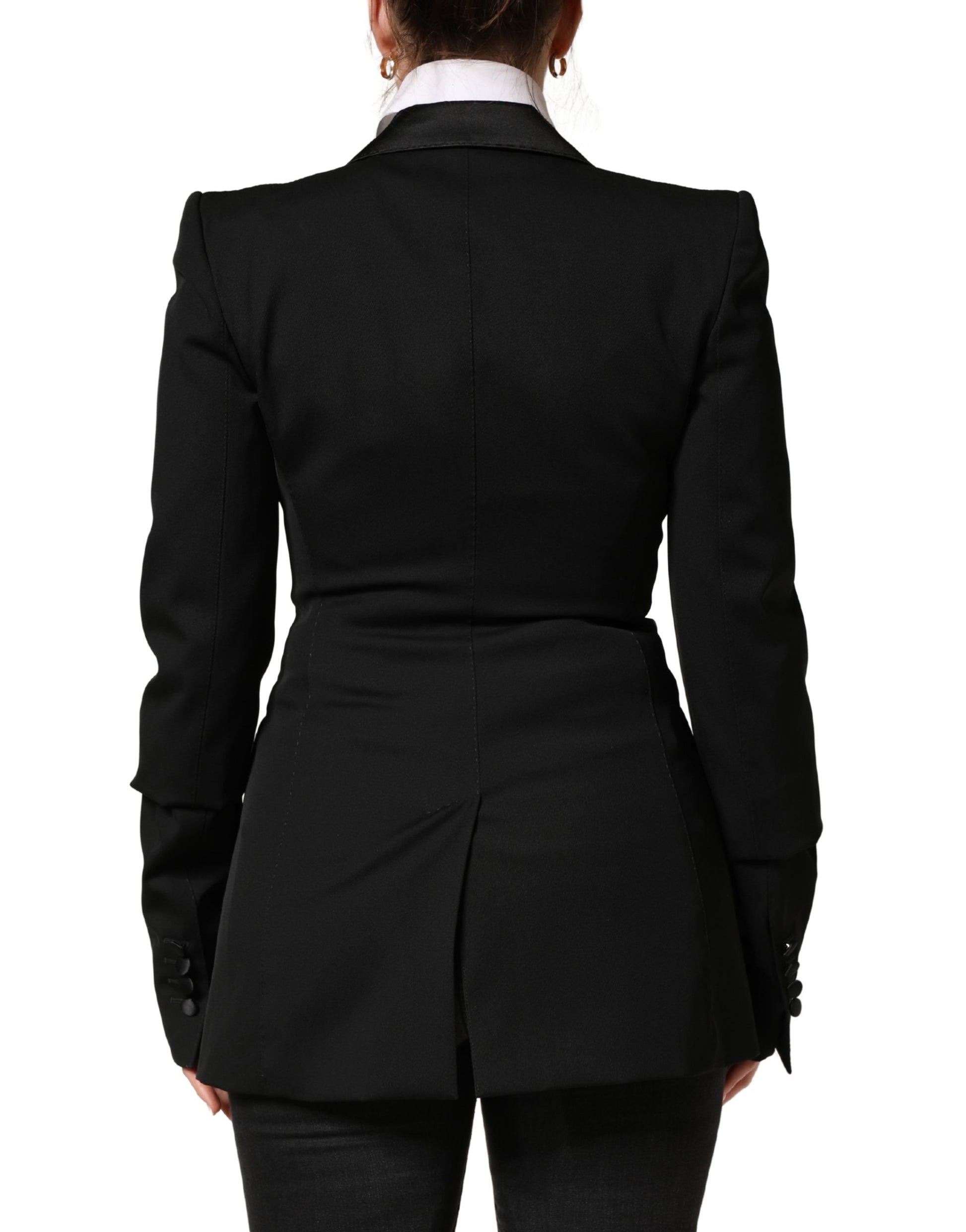 Veste blazer droite en laine noire Dolce & Gabbana