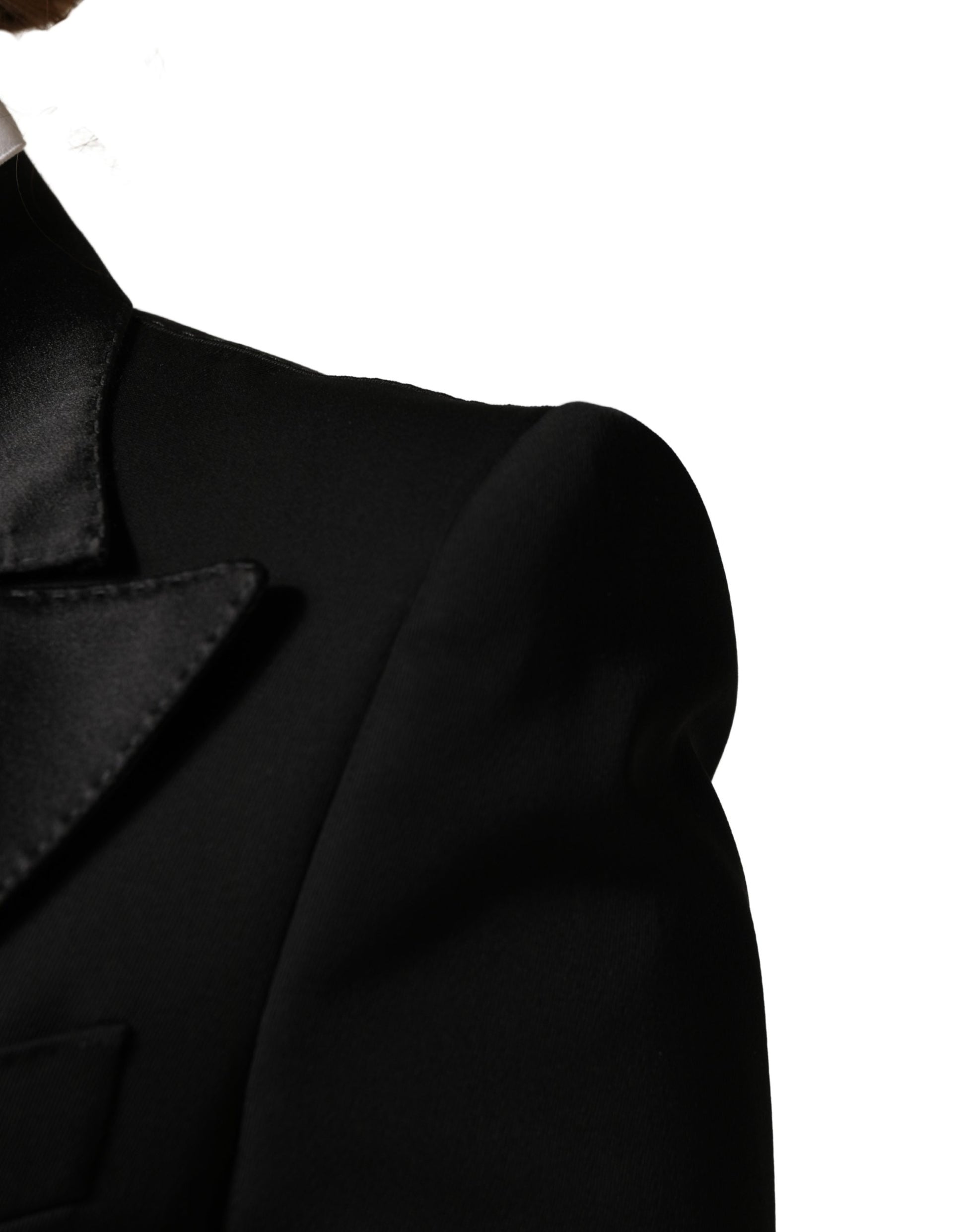 Veste blazer droite en laine noire Dolce & Gabbana
