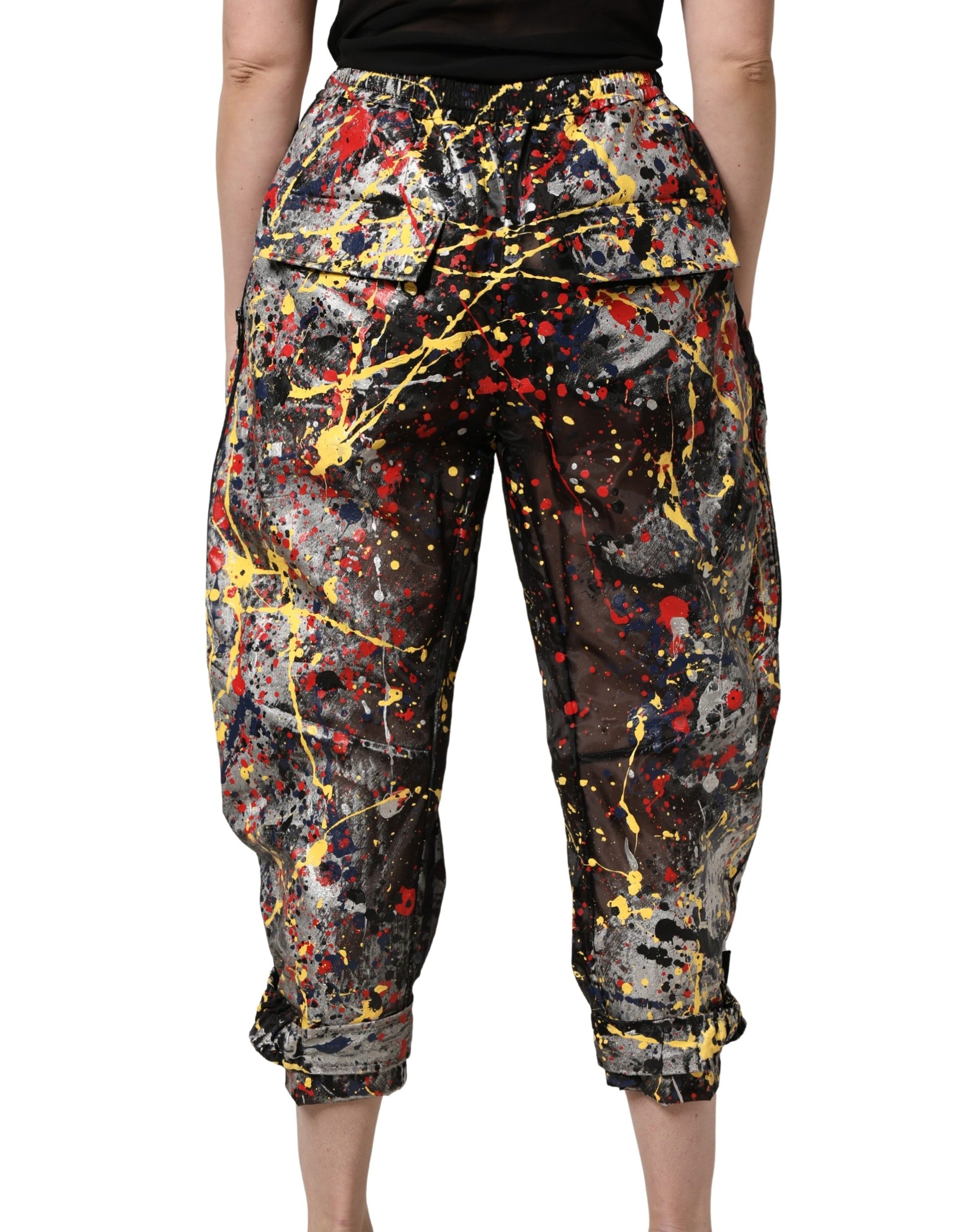 Pantalon cargo court effet éclaboussures de couleur noir Dolce & Gabbana