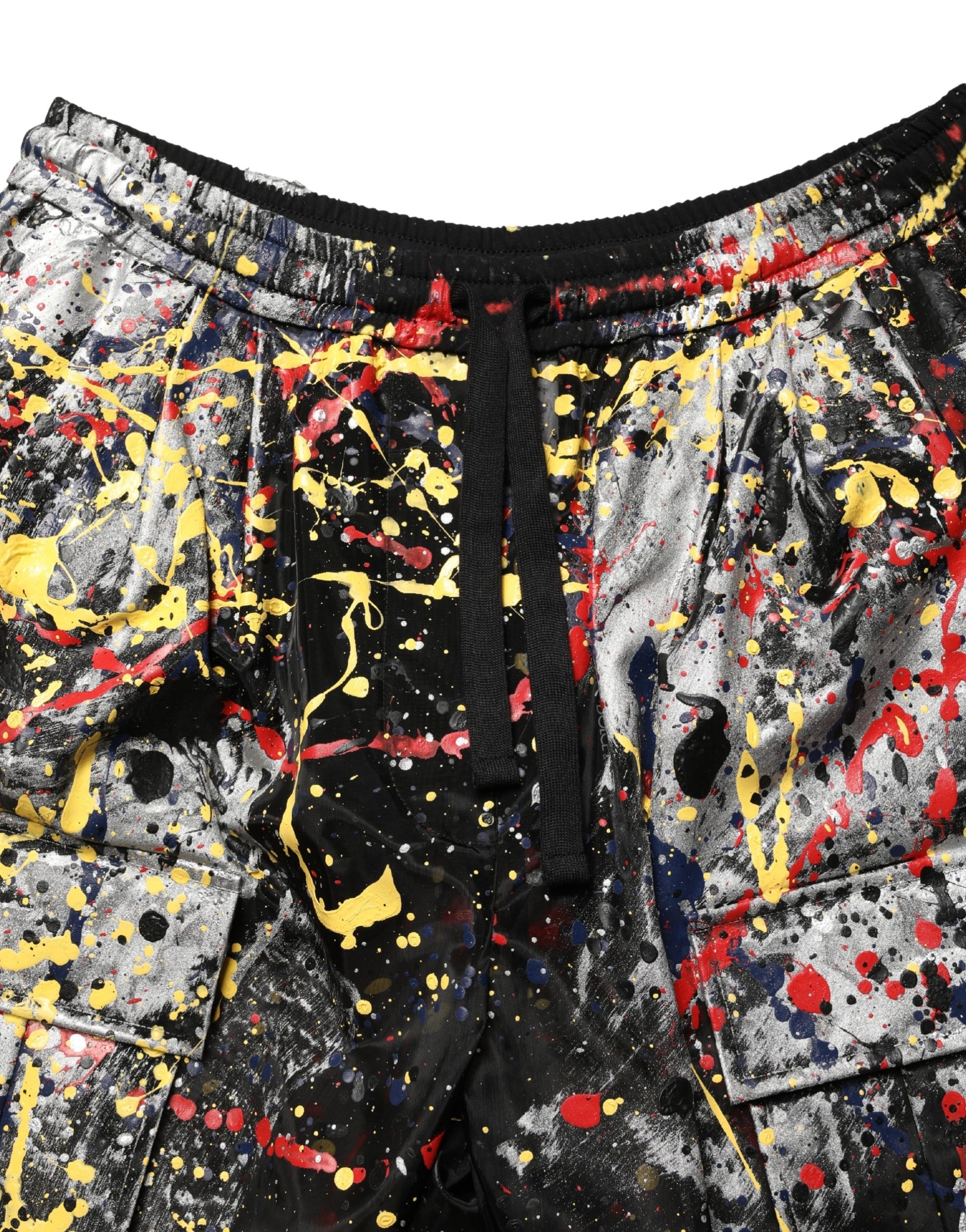 Pantalon cargo court effet éclaboussures de couleur noir Dolce & Gabbana