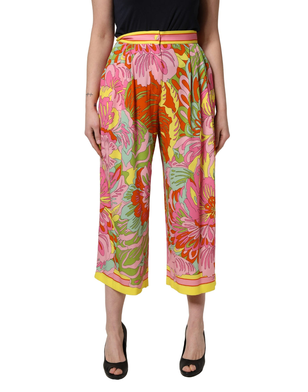 Pantalon court à imprimé floral multicolore Dolce & Gabbana