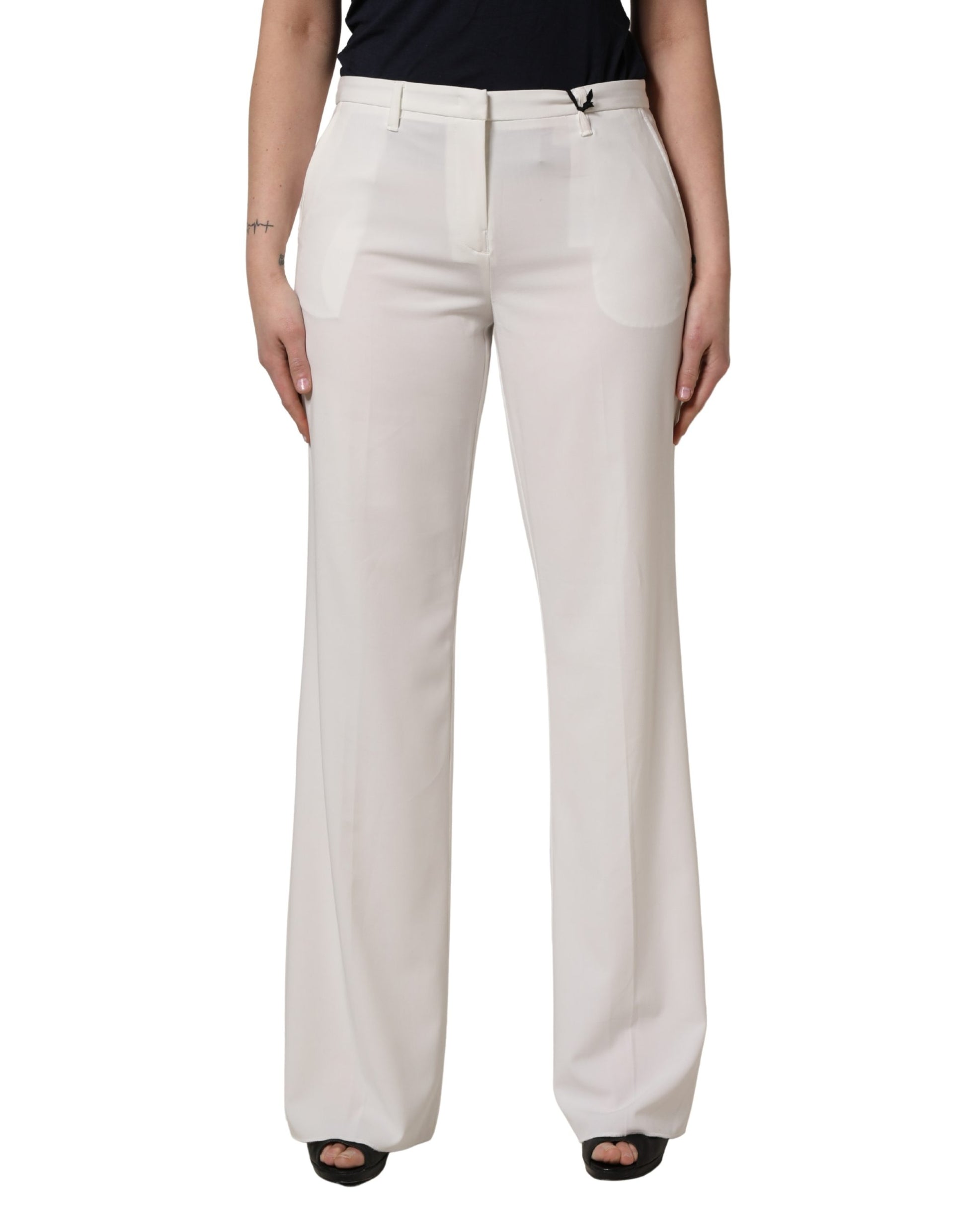 Pantalon chino large taille mi-haute blanc Twinset pour femme