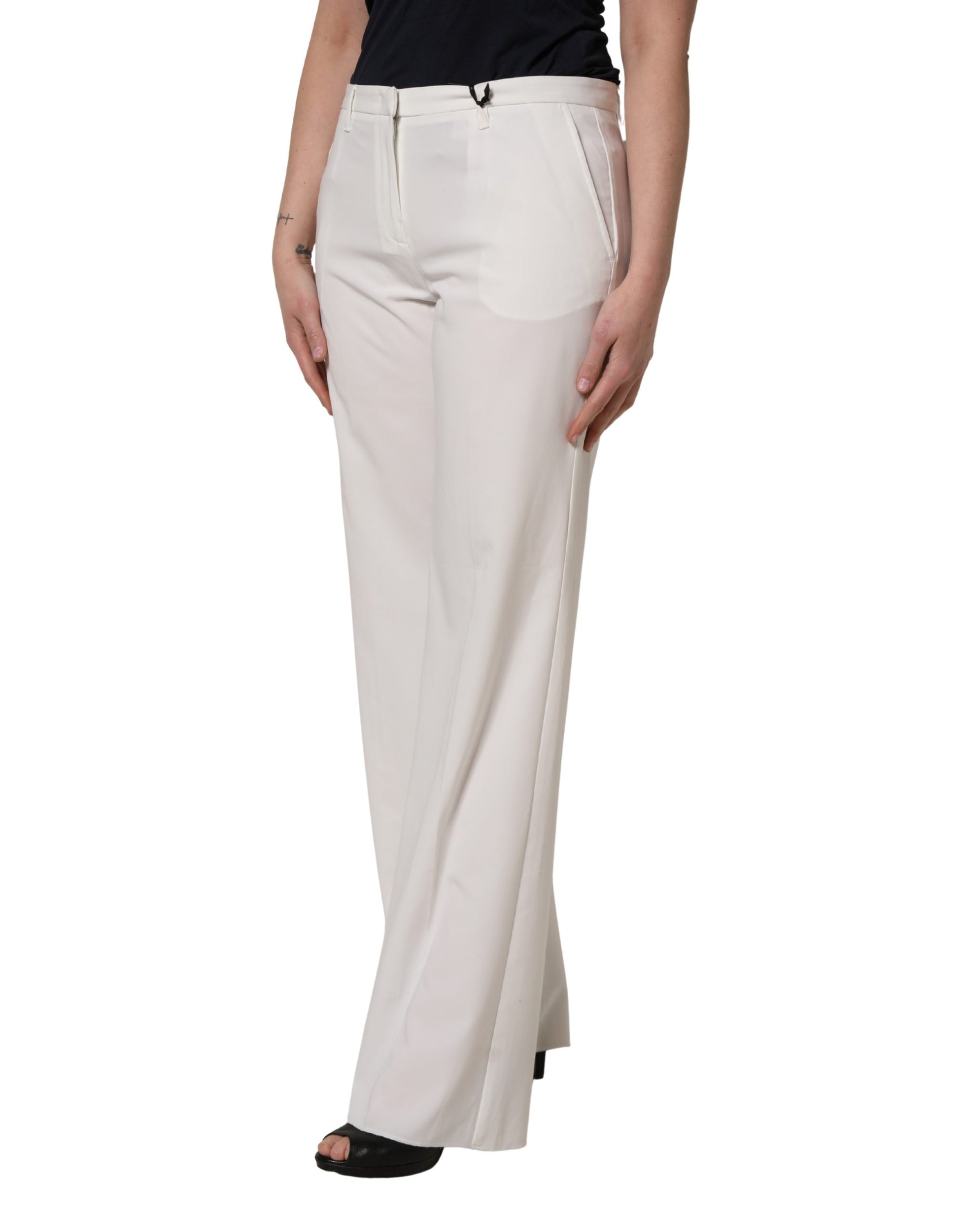 Pantalon chino large taille mi-haute blanc Twinset pour femme
