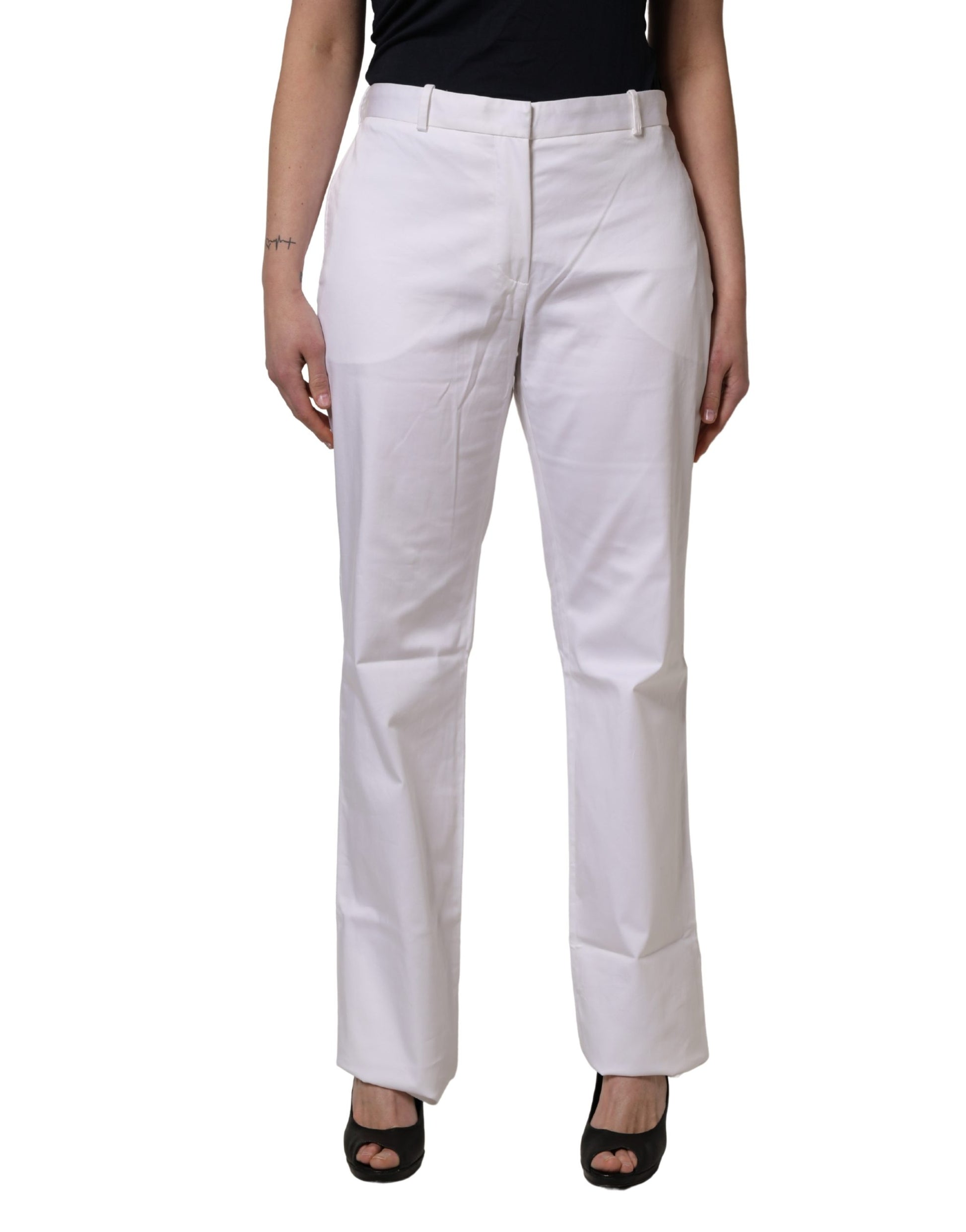 Pantalon chino droit taille mi-haute blanc GF Ferre pour femme
