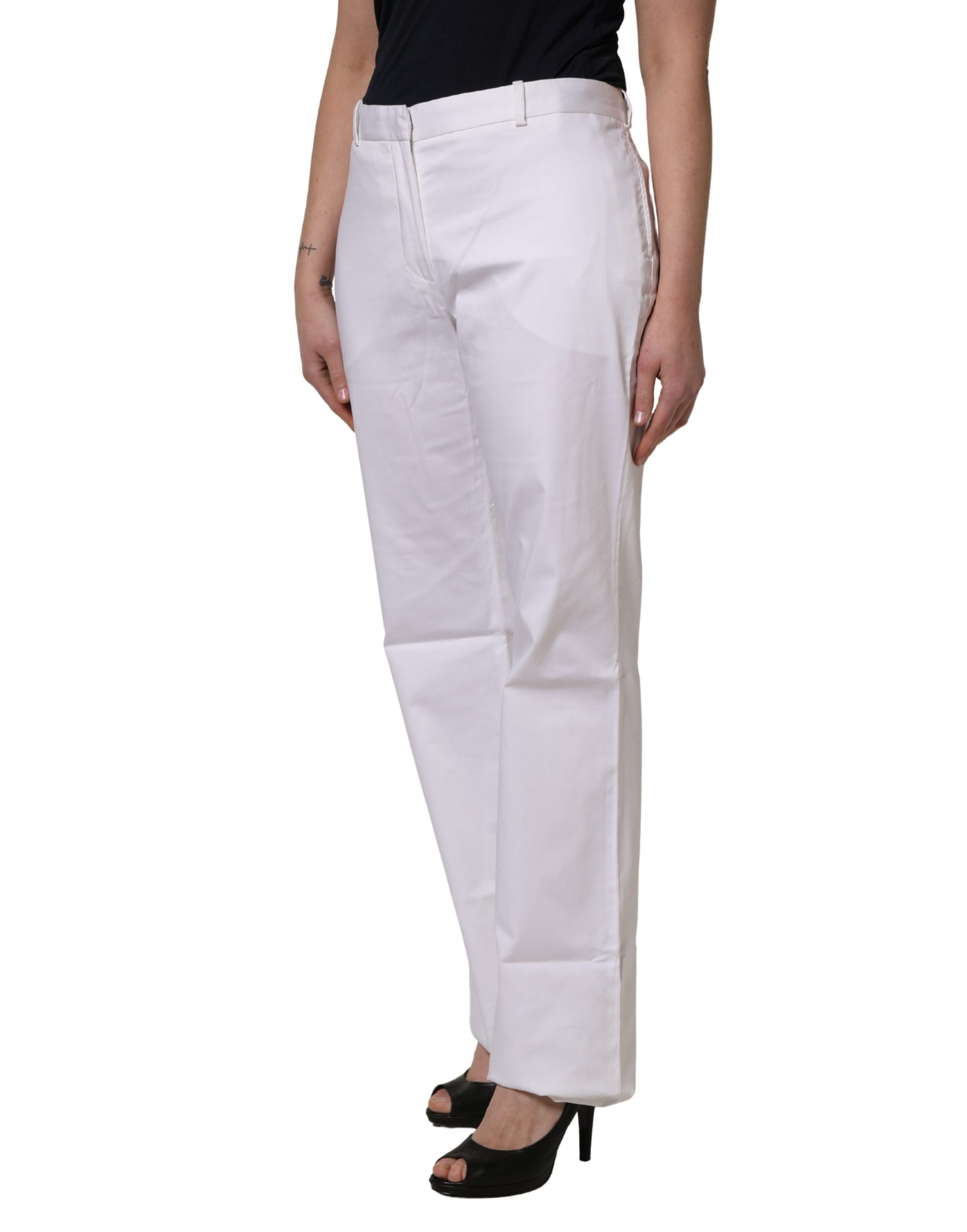Pantalon chino droit taille mi-haute blanc GF Ferre pour femme
